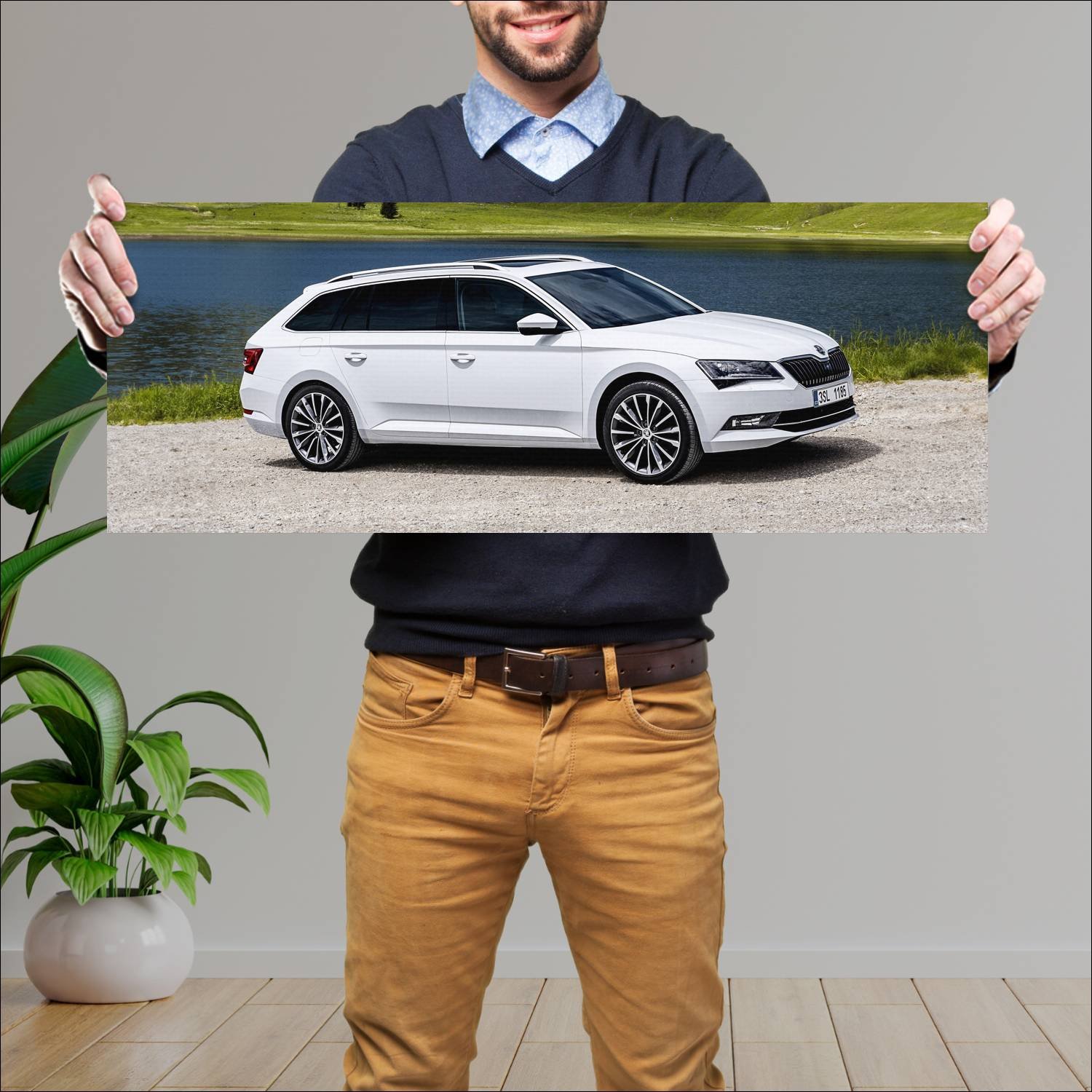 Cuadro grande 30x80cm 2015 skoda superb combi Skoda