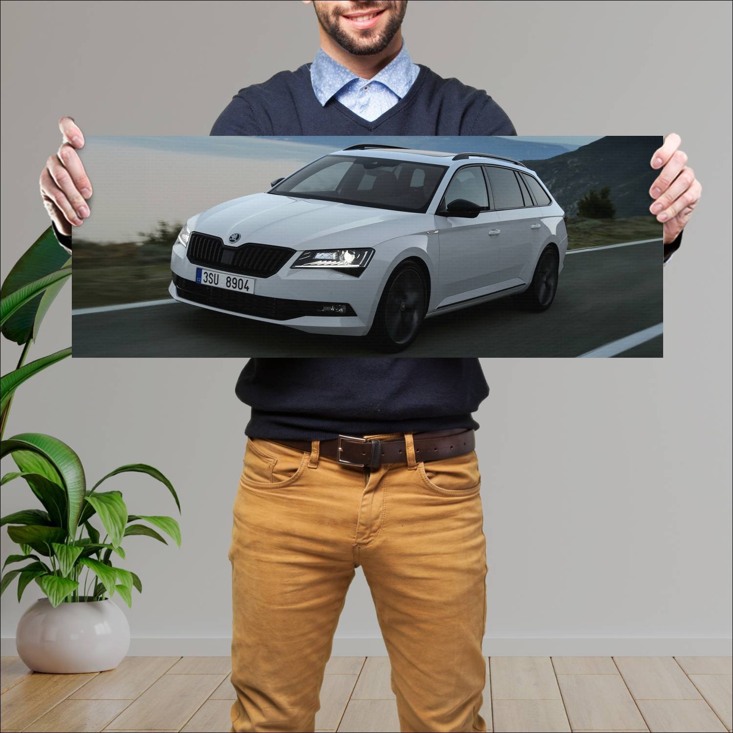 Cuadro grande 30x80cm 2015 skoda superb combi spor 257 Skoda