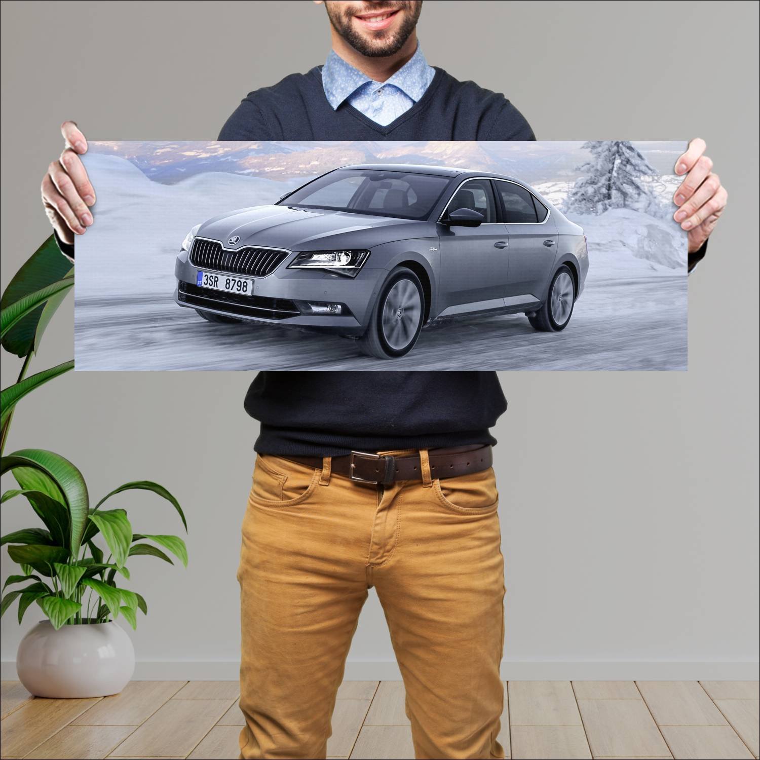Cuadro grande 30x80cm 2015 skoda superb laurin and 260 Skoda