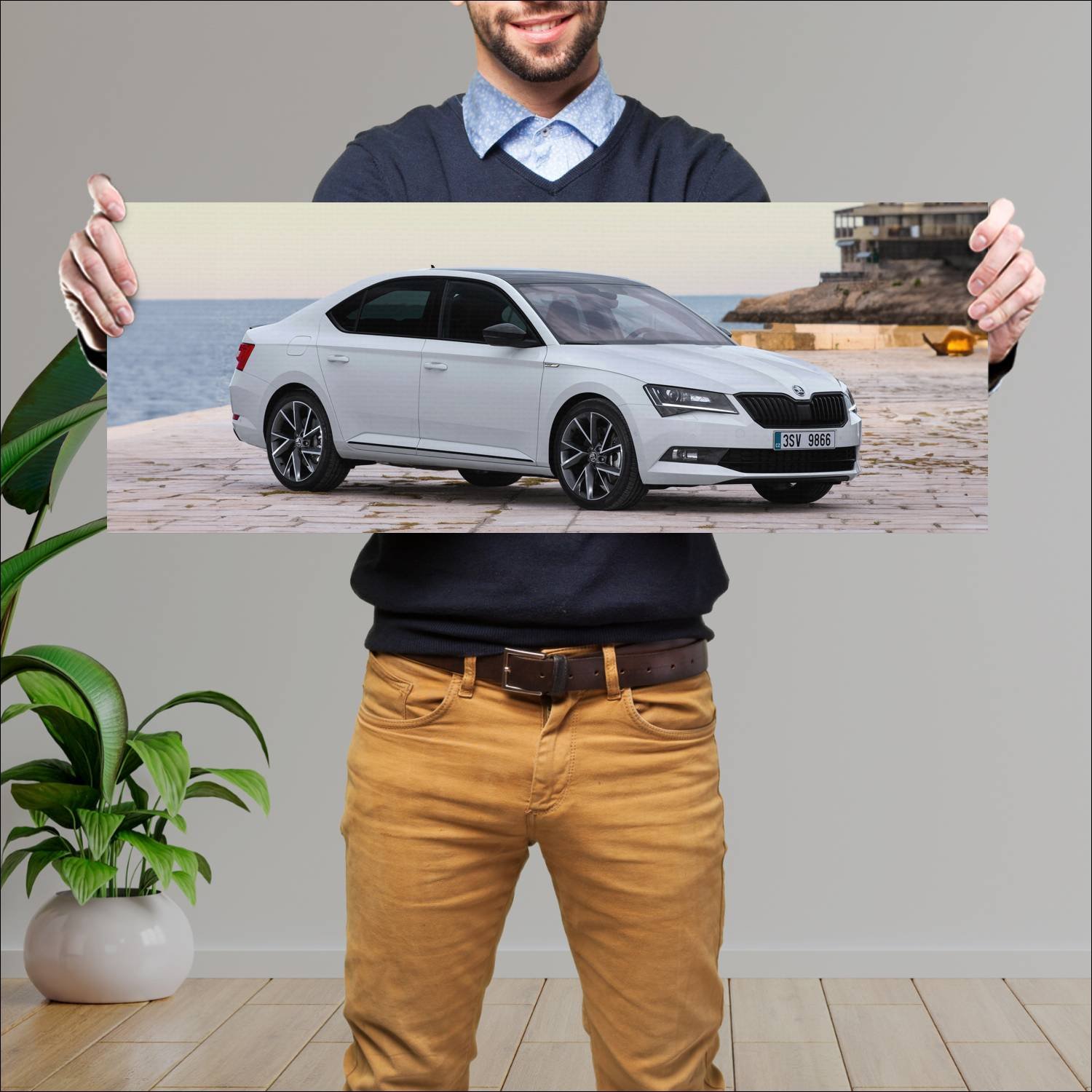 Cuadro grande 30x80cm 2015 skoda superb sportline 262 Skoda