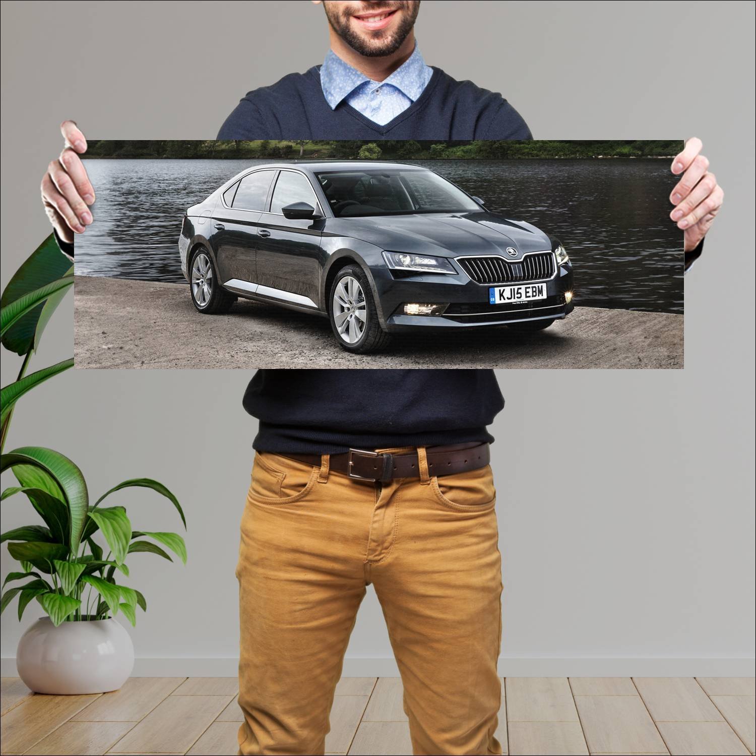 Cuadro grande 30x80cm 2015 skoda superb uk auto 264 Skoda
