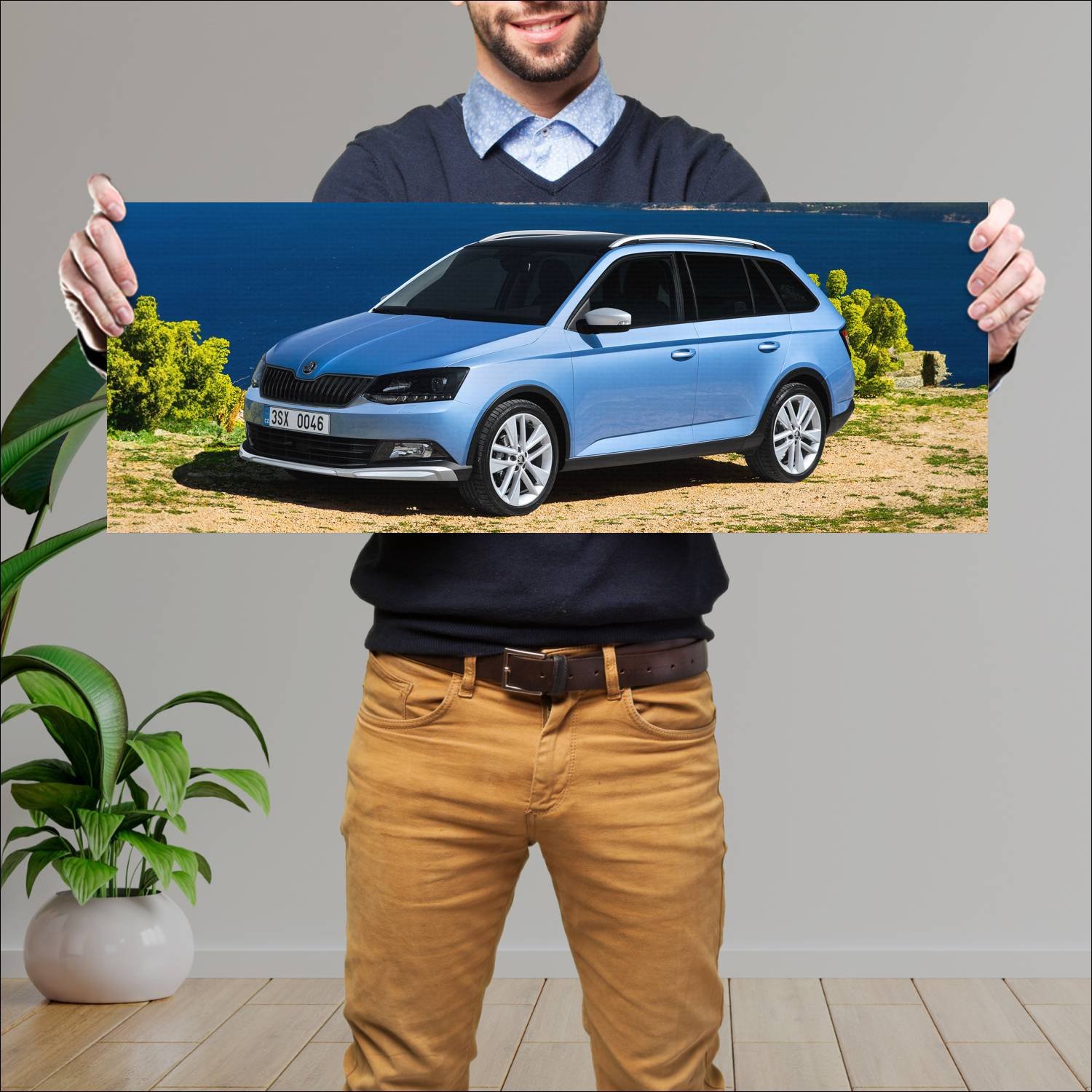 Cuadro grande 30x80cm 2016 skoda fabia combi scout 268 Skoda