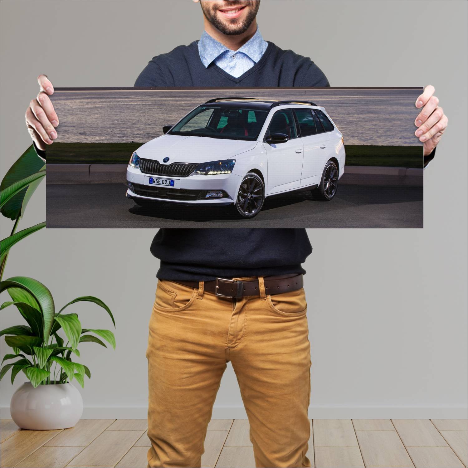 Cuadro grande 30x80cm 2016 skoda fabia wagon monte 271 Skoda