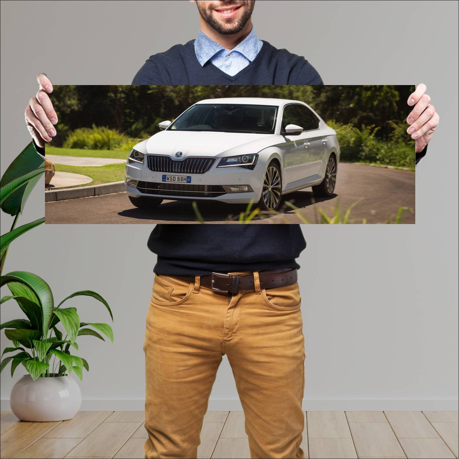 Cuadro grande 30x80cm 2016 skoda superb au auto 279 Skoda