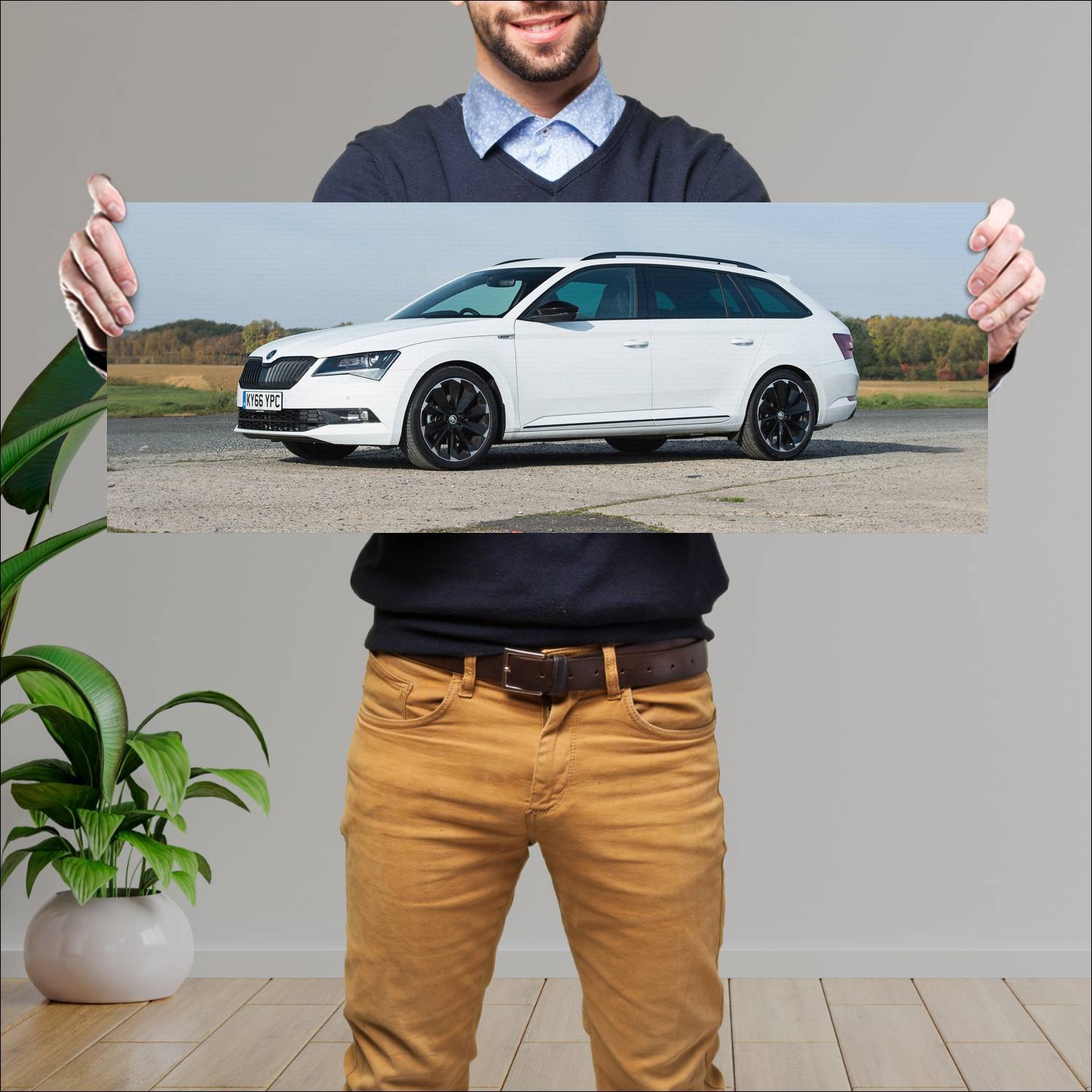 Cuadro grande 30x80cm 2016 skoda superb estate spo 280 Skoda
