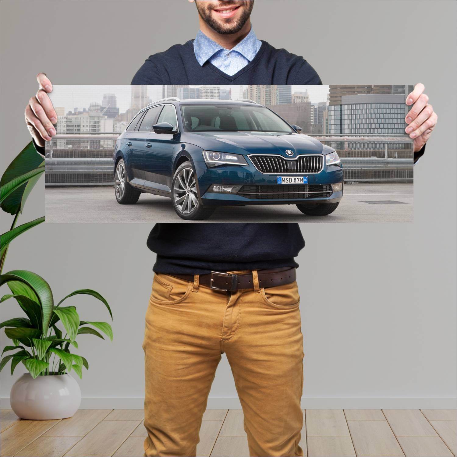 Cuadro grande 30x80cm 2016 skoda superb wagon au 4 282 Skoda