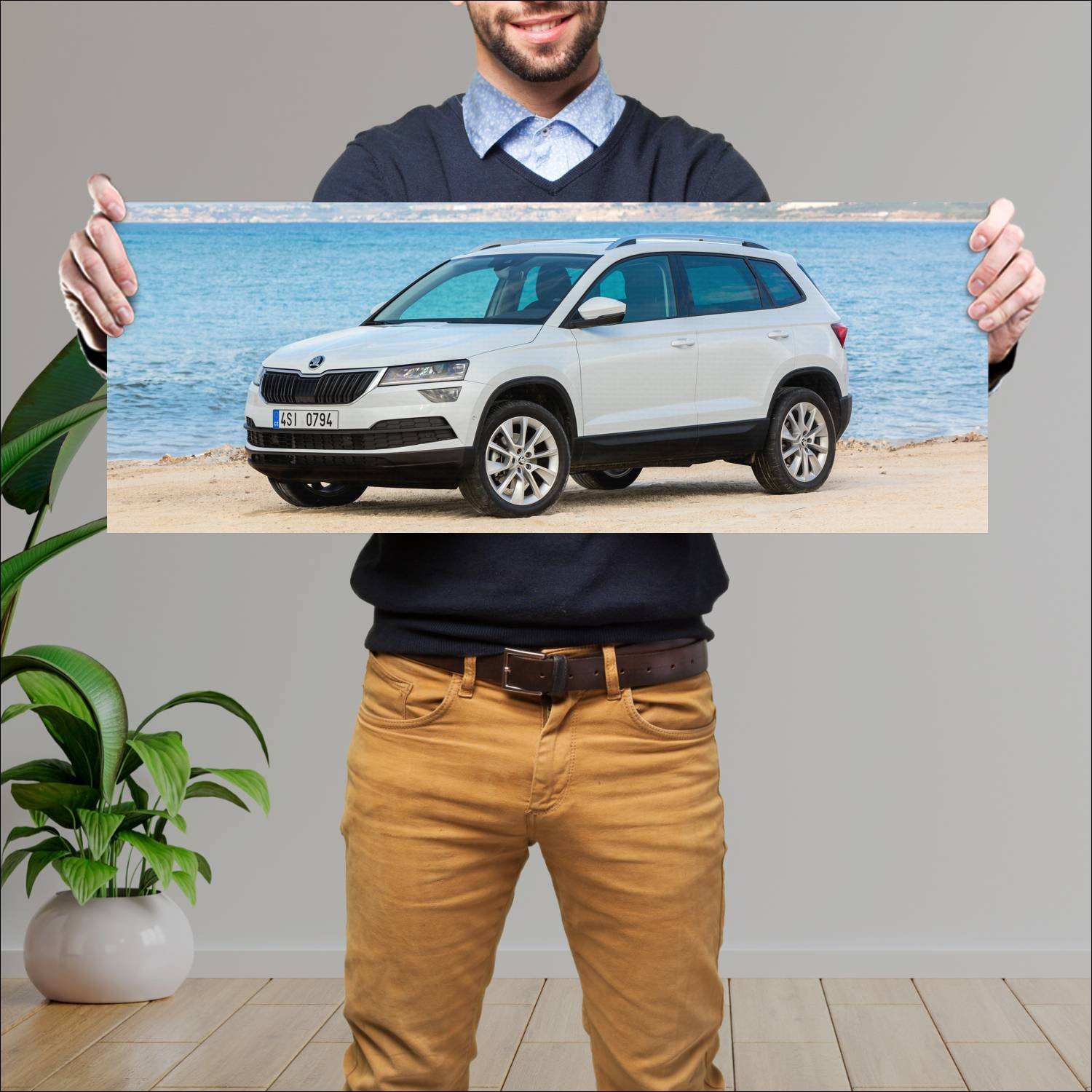 Cuadro grande 30x80cm 2017 skoda karoq auto 291 Skoda
