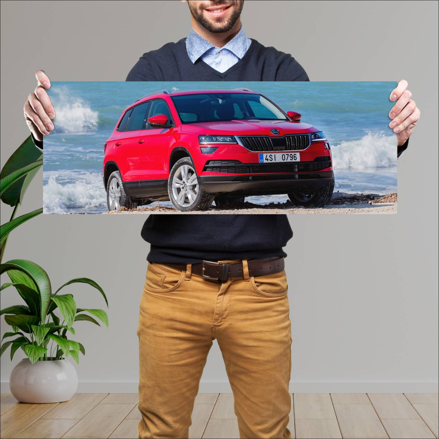 Cuadro grande 30x80cm 2017 skoda karoq auto 292 Skoda