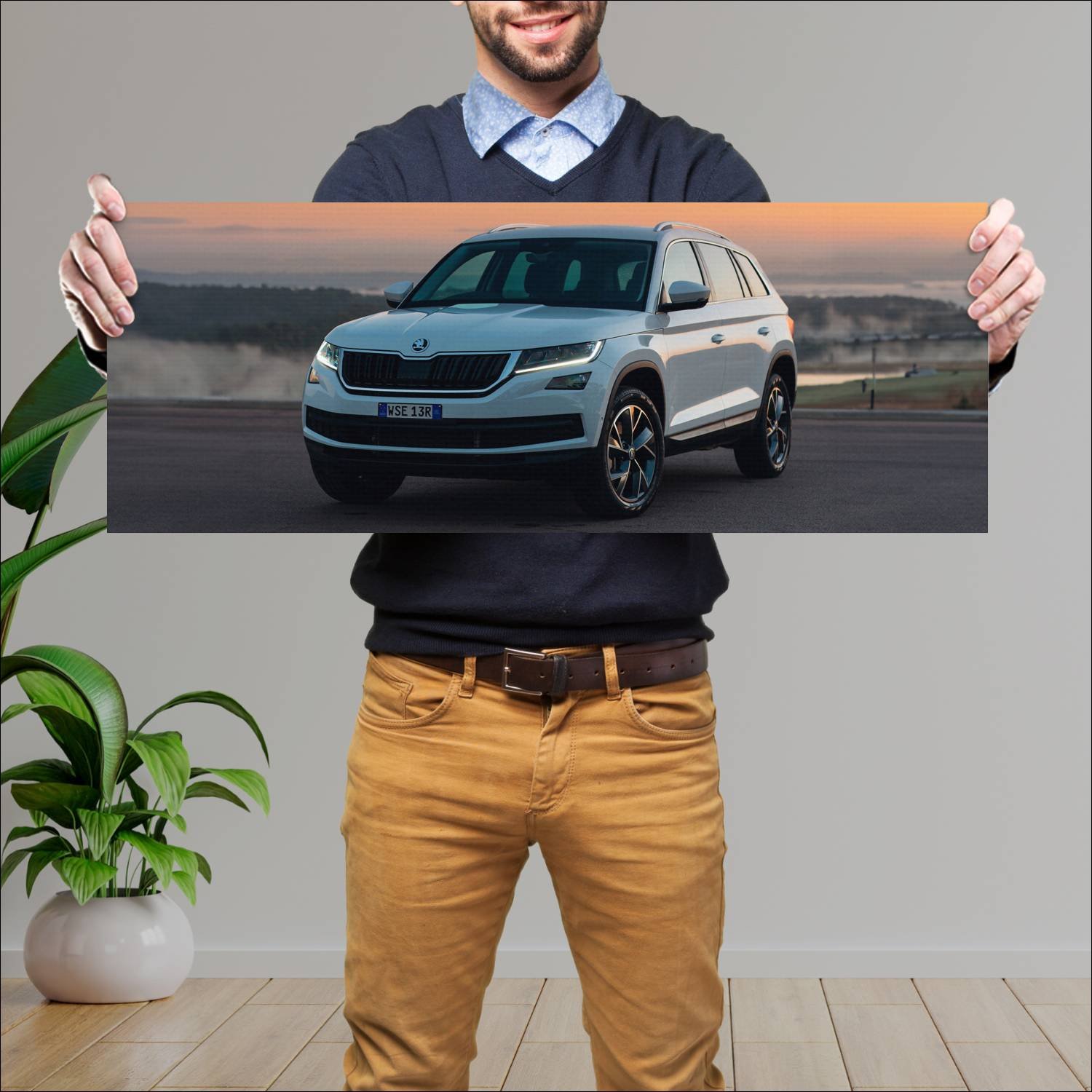 Cuadro grande 30x80cm 2017 skoda kodiaq au auto 294 Skoda
