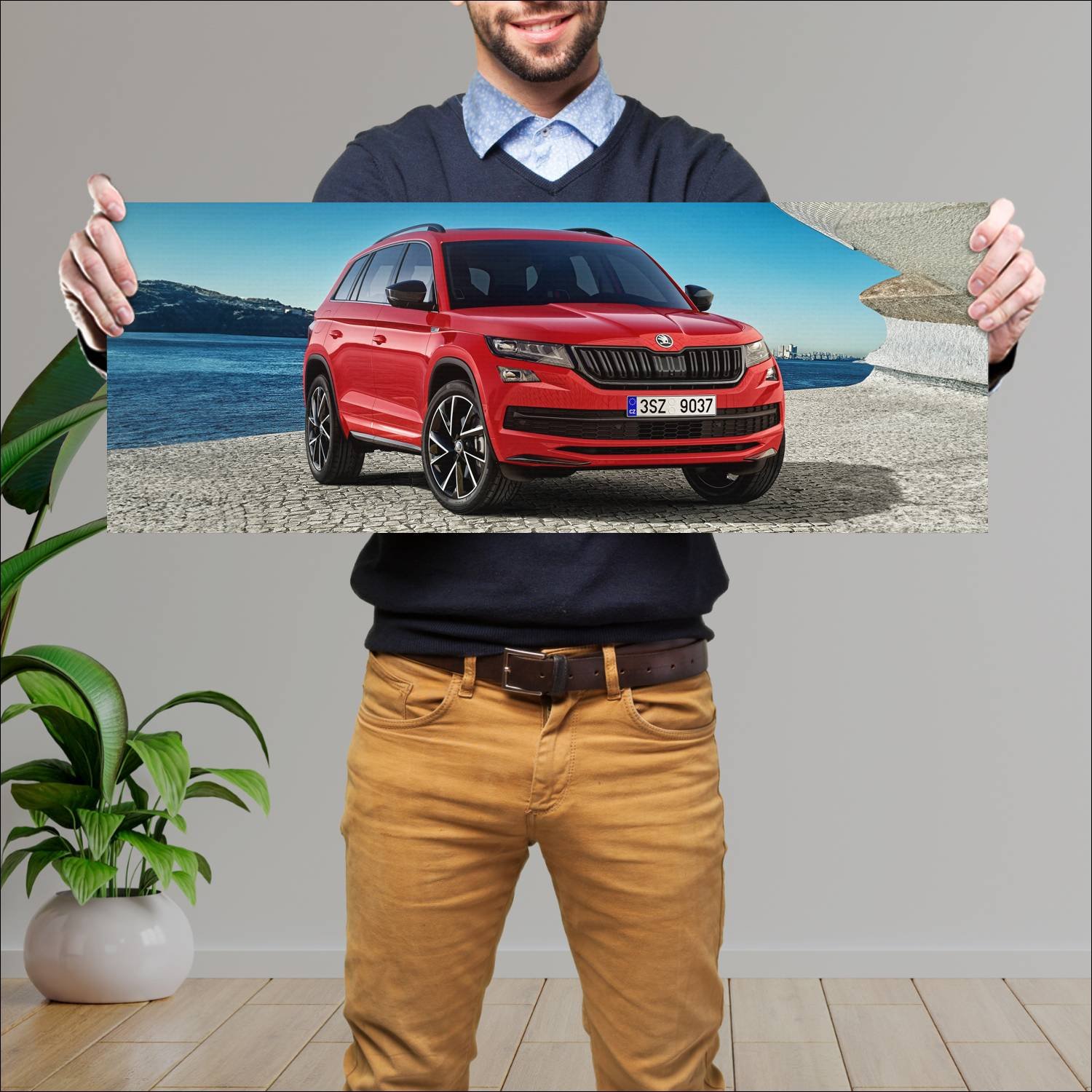 Cuadro grande 30x80cm 2017 skoda kodiaq sportline 301 Skoda