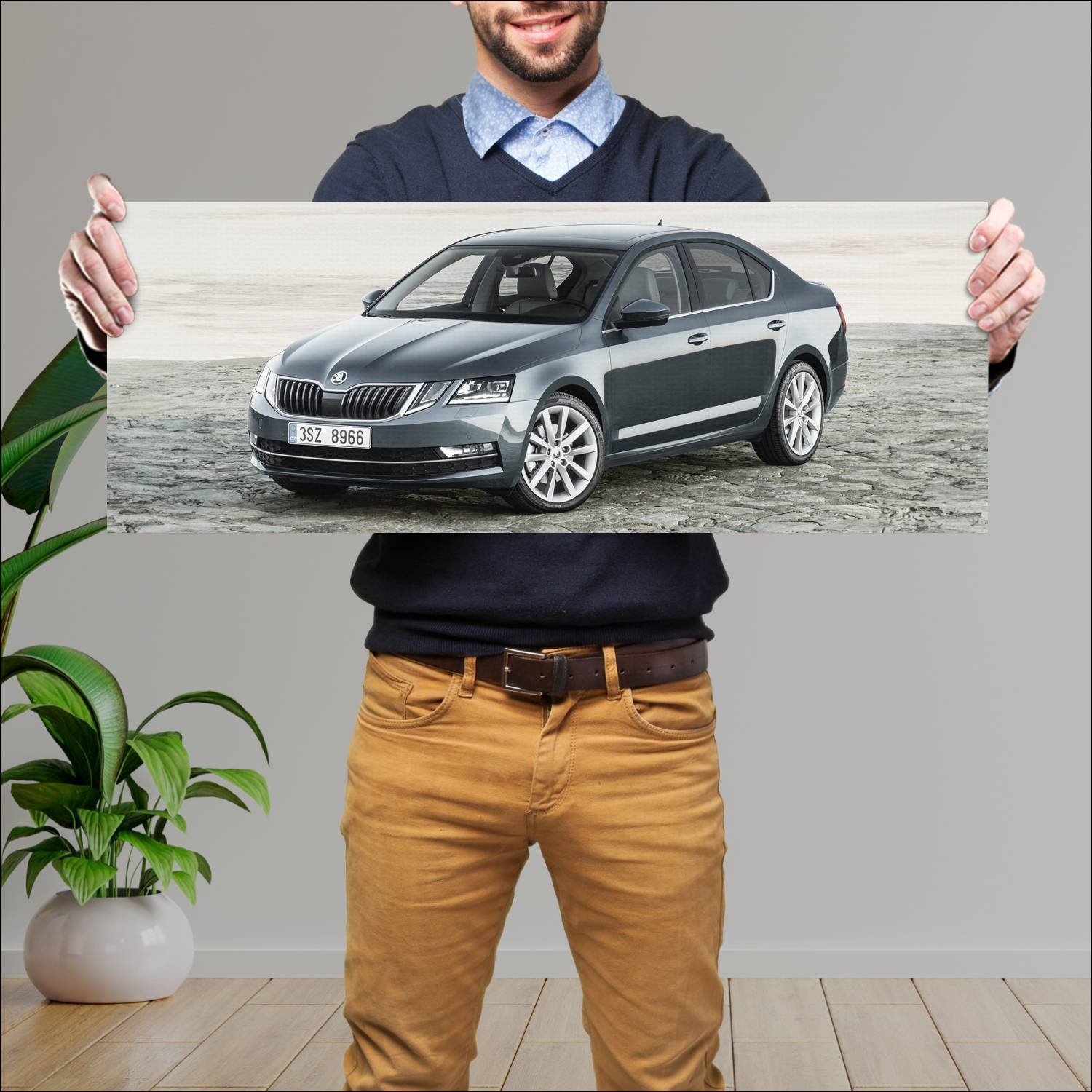 Cuadro grande 30x80cm 2017 skoda octavia auto 302 Skoda