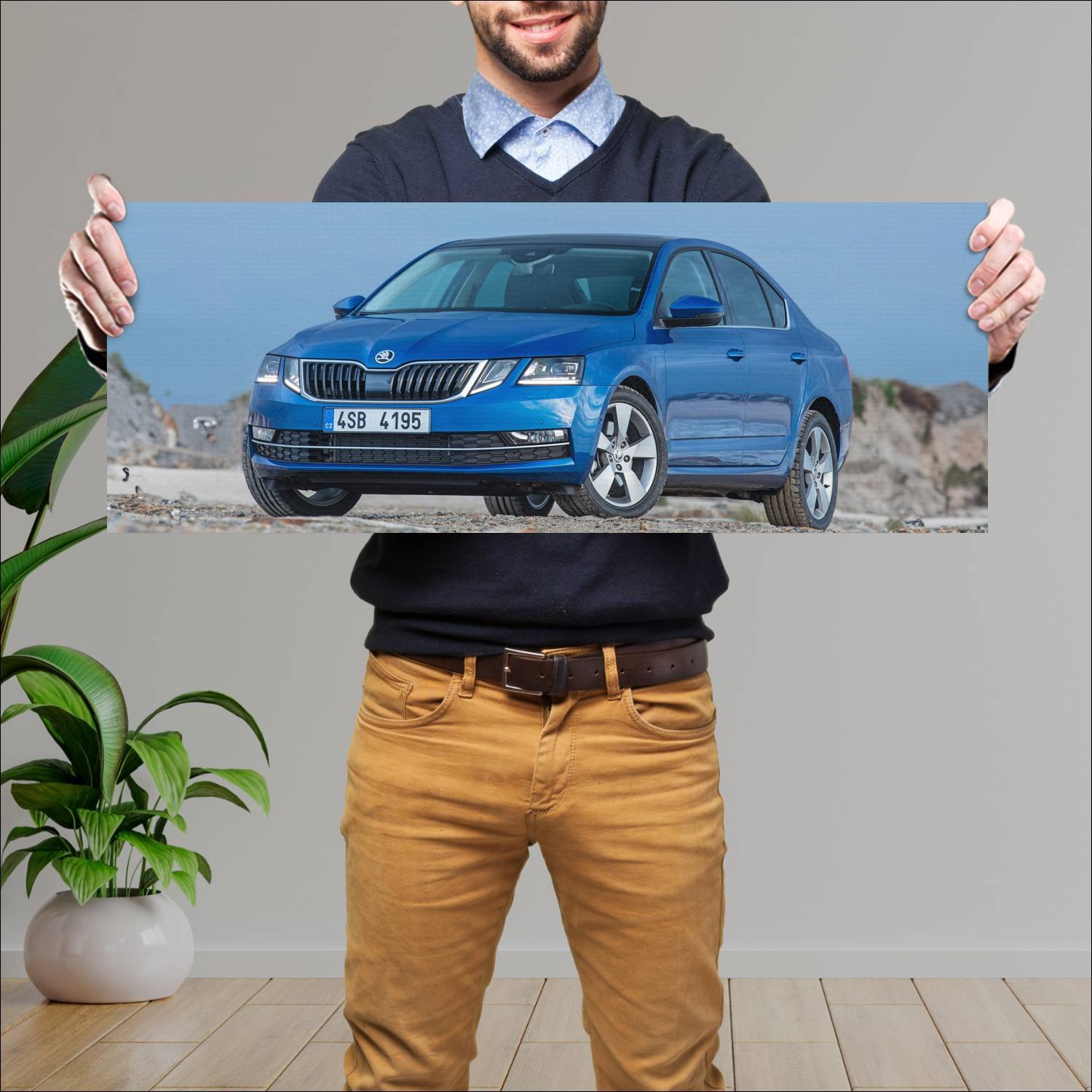 Cuadro grande 30x80cm 2017 skoda octavia auto 303 Skoda