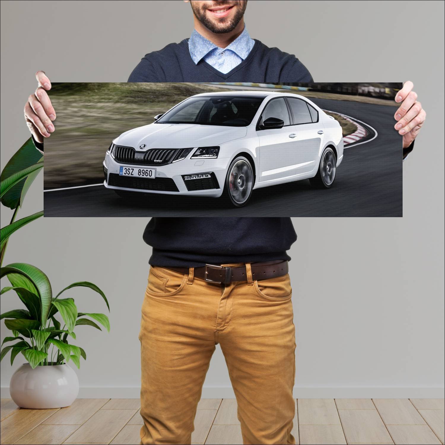 Cuadro grande 30x80cm 2017 skoda octavia rs auto 317 Skoda