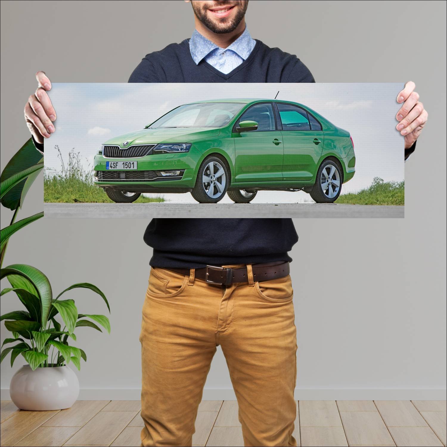 Cuadro grande 30x80cm 2017 skoda rapid auto 328 Skoda