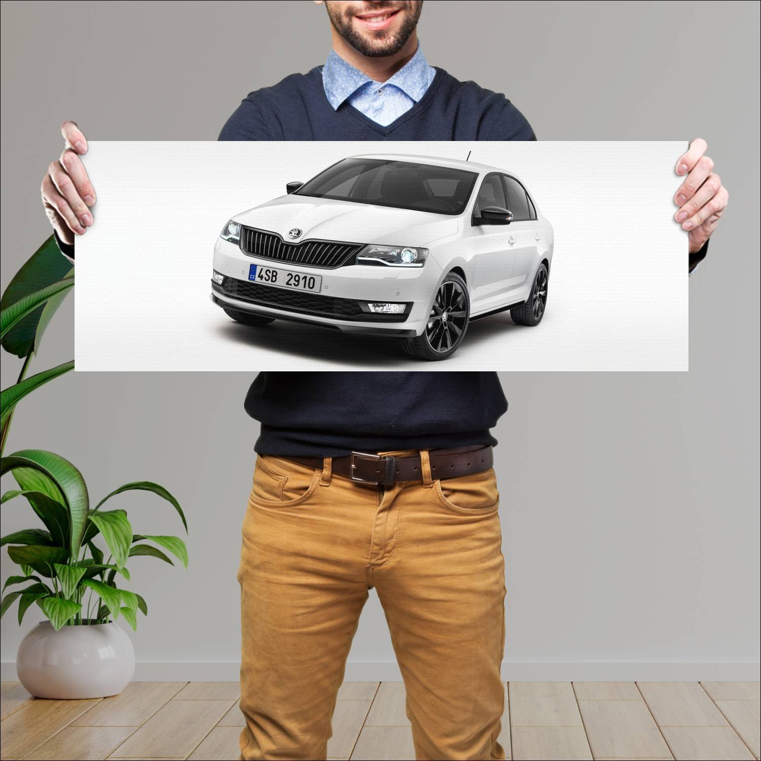 Cuadro grande 30x80cm 2017 skoda rapid monte carlo 329 Skoda