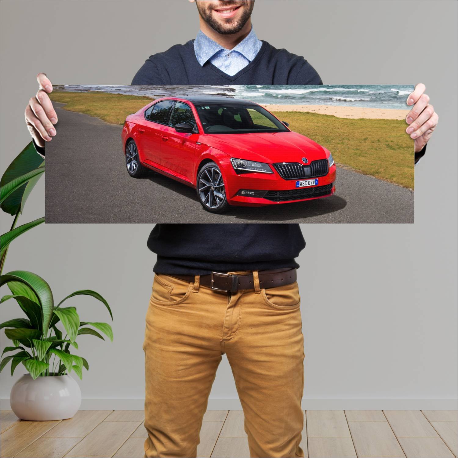 Cuadro grande 30x80cm 2017 skoda superb sportline 331 Skoda