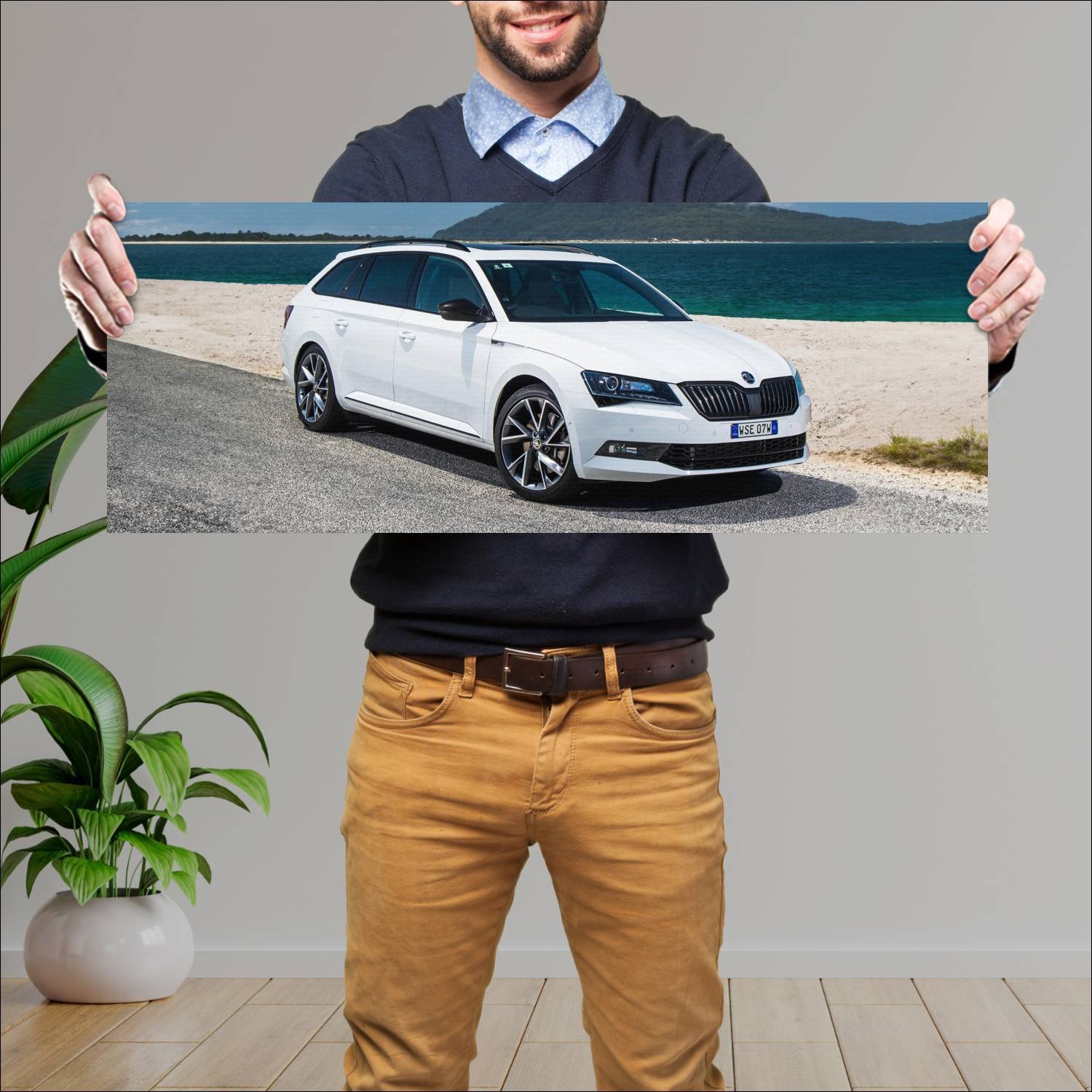 Cuadro grande 30x80cm 2017 skoda superb wagon spor 332 Skoda