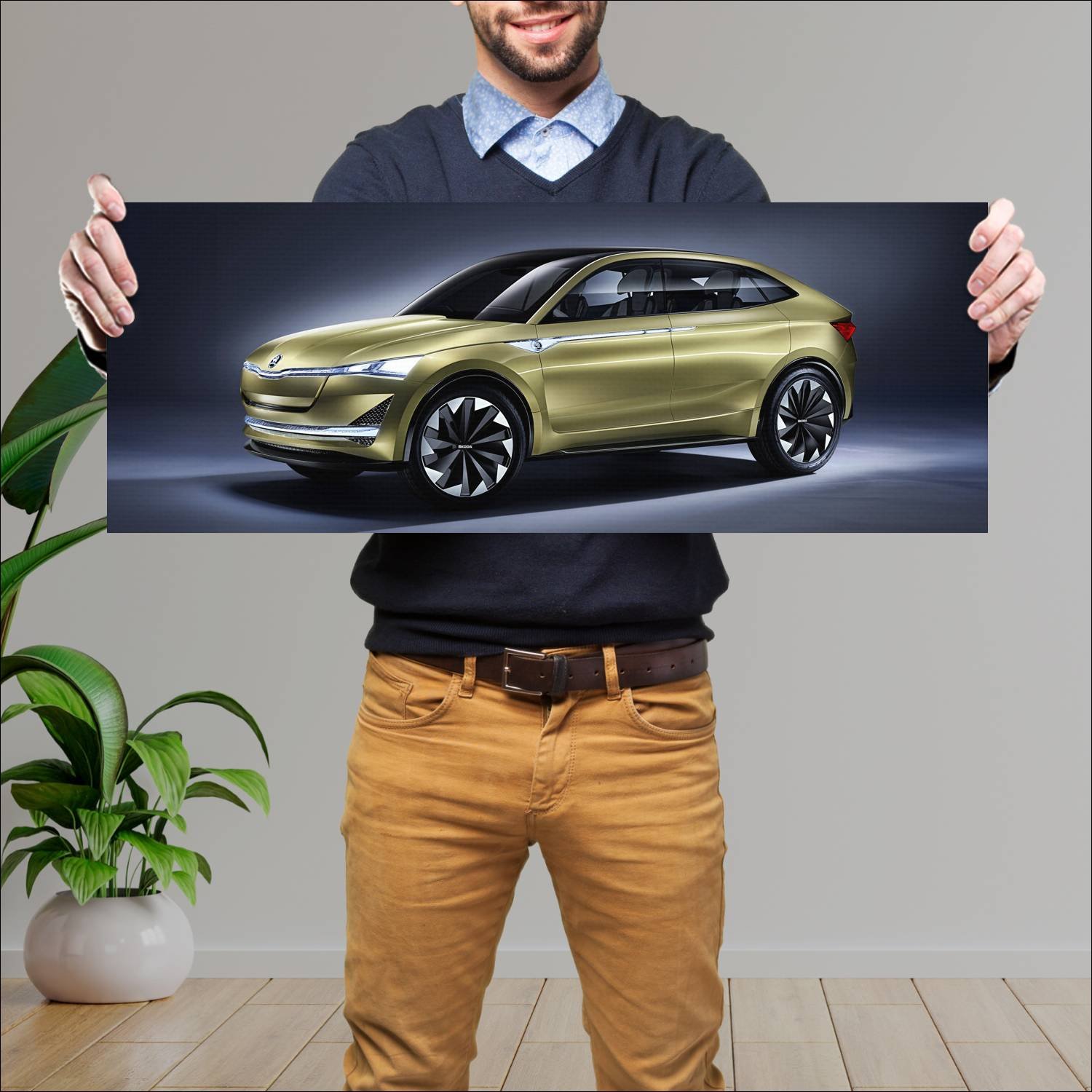 Cuadro grande 30x80cm 2017 skoda vision e concept 333 Skoda