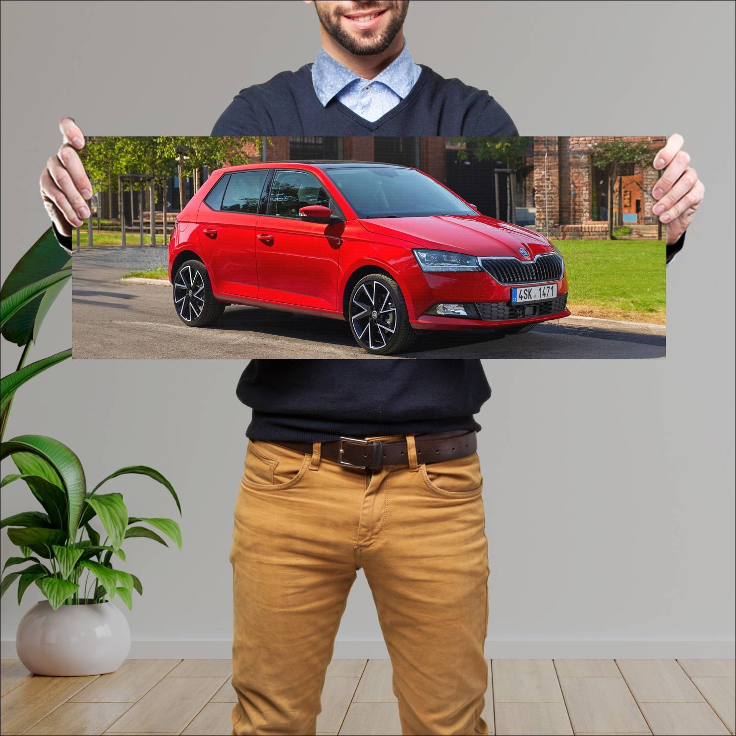 Cuadro grande 30x80cm 2018 skoda fabia auto 334 Skoda