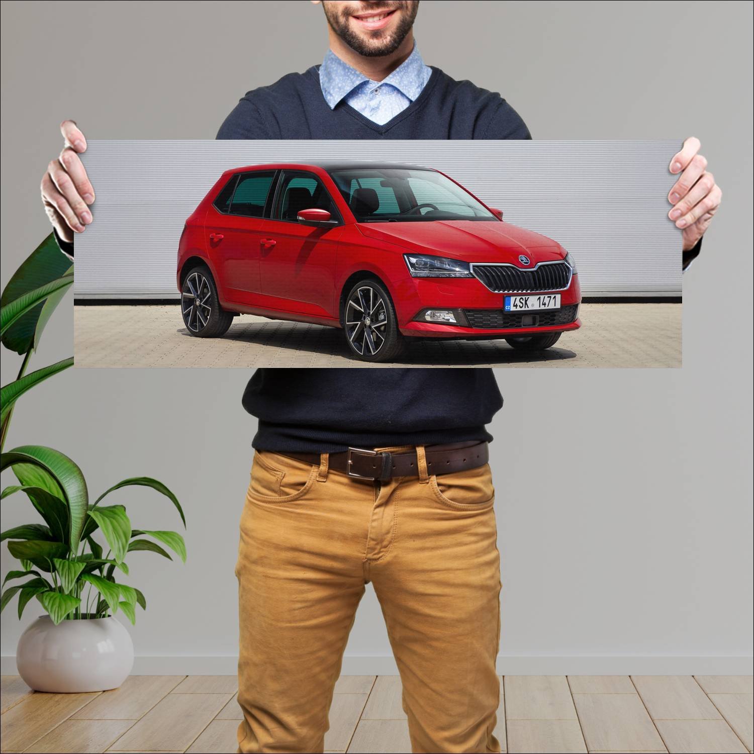 Cuadro grande 30x80cm 2018 skoda fabia auto 335 Skoda