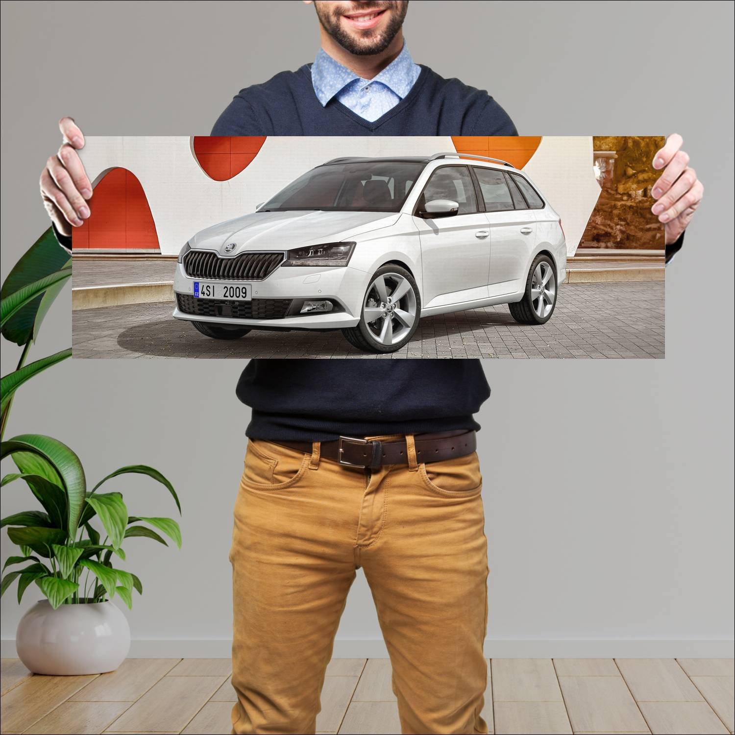 Cuadro grande 30x80cm 2018 skoda fabia combi auto 336 Skoda