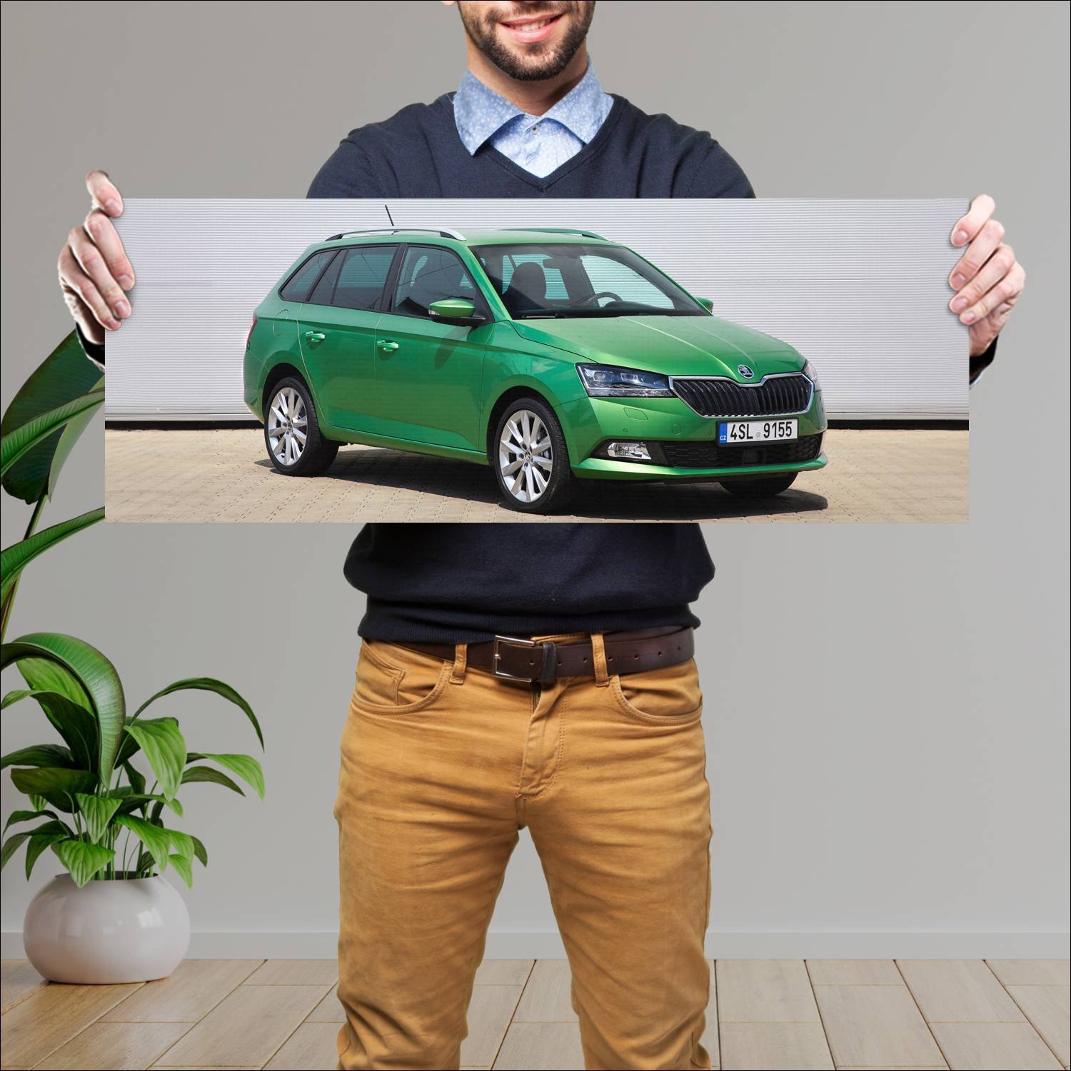 Cuadro grande 30x80cm 2018 skoda fabia combi auto 337 Skoda