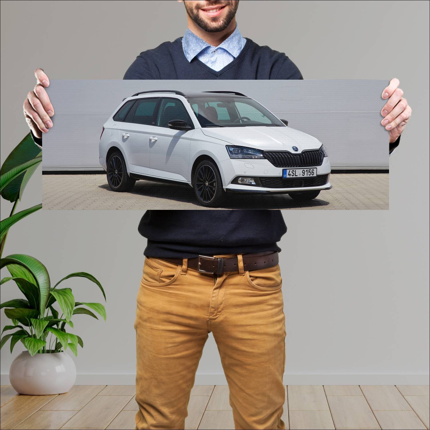 Cuadro grande 30x80cm 2018 skoda fabia combi monte 338 Skoda