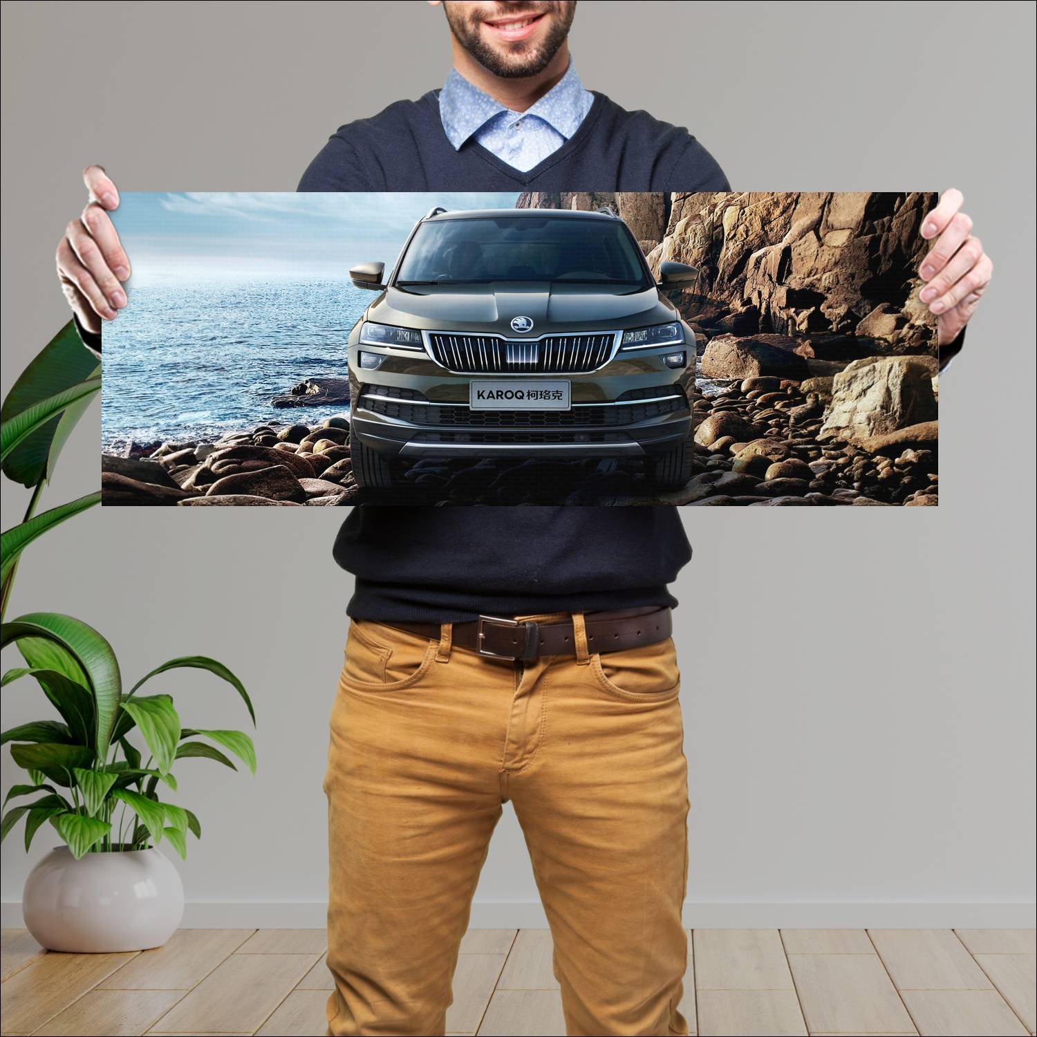 Cuadro grande 30x80cm 2018 skoda karoq cn auto 348 Skoda
