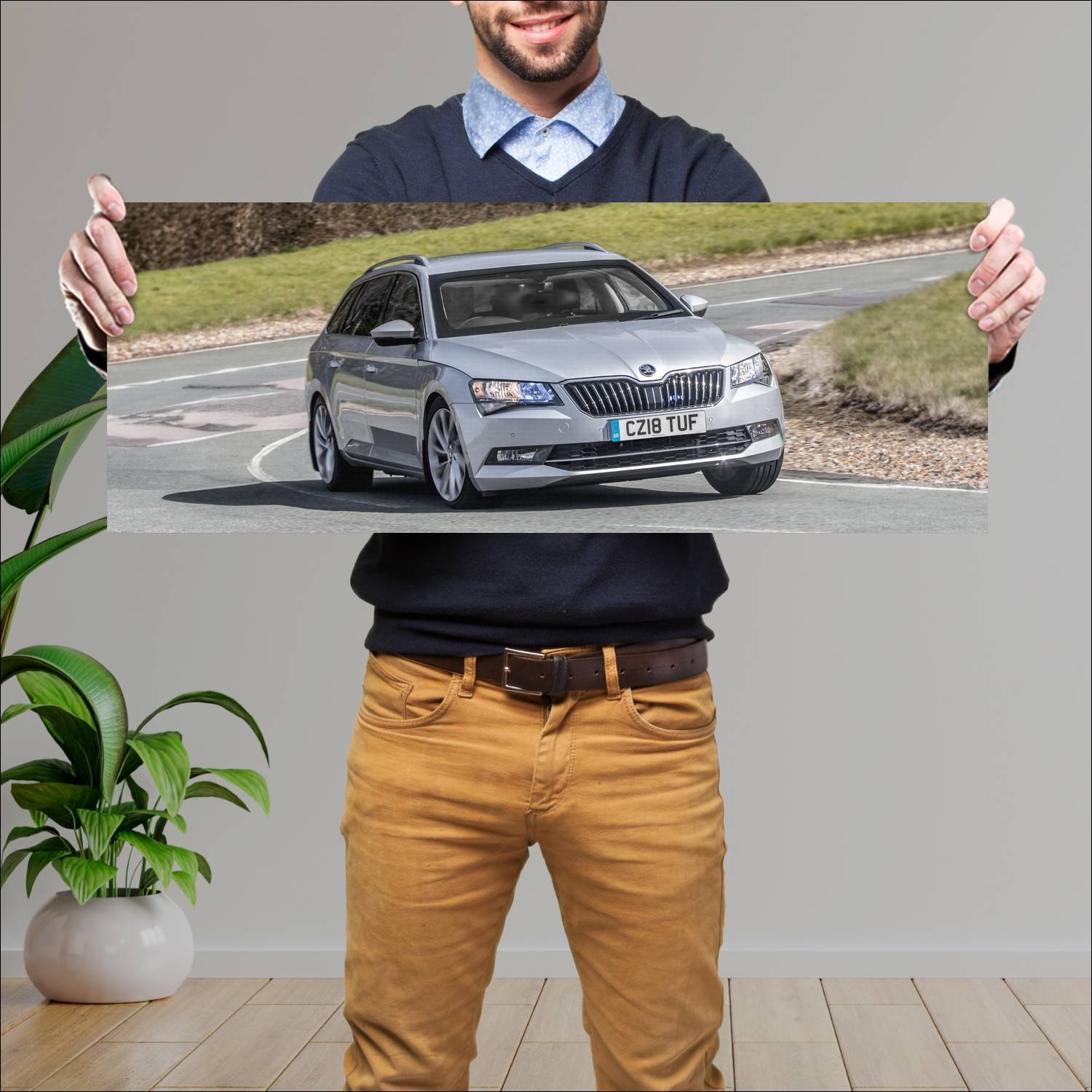 Cuadro grande 30x80cm 2018 skoda superb estate arm 358 Skoda