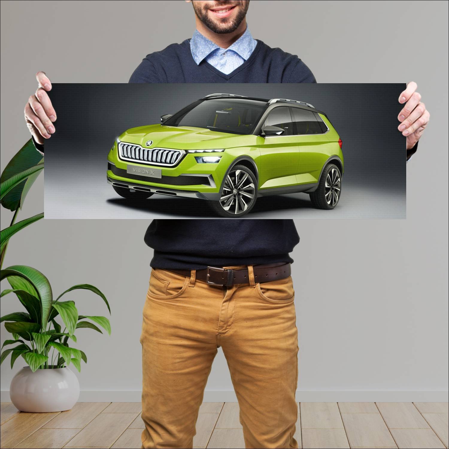 Cuadro grande 30x80cm 2018 skoda vision x auto 361 Skoda