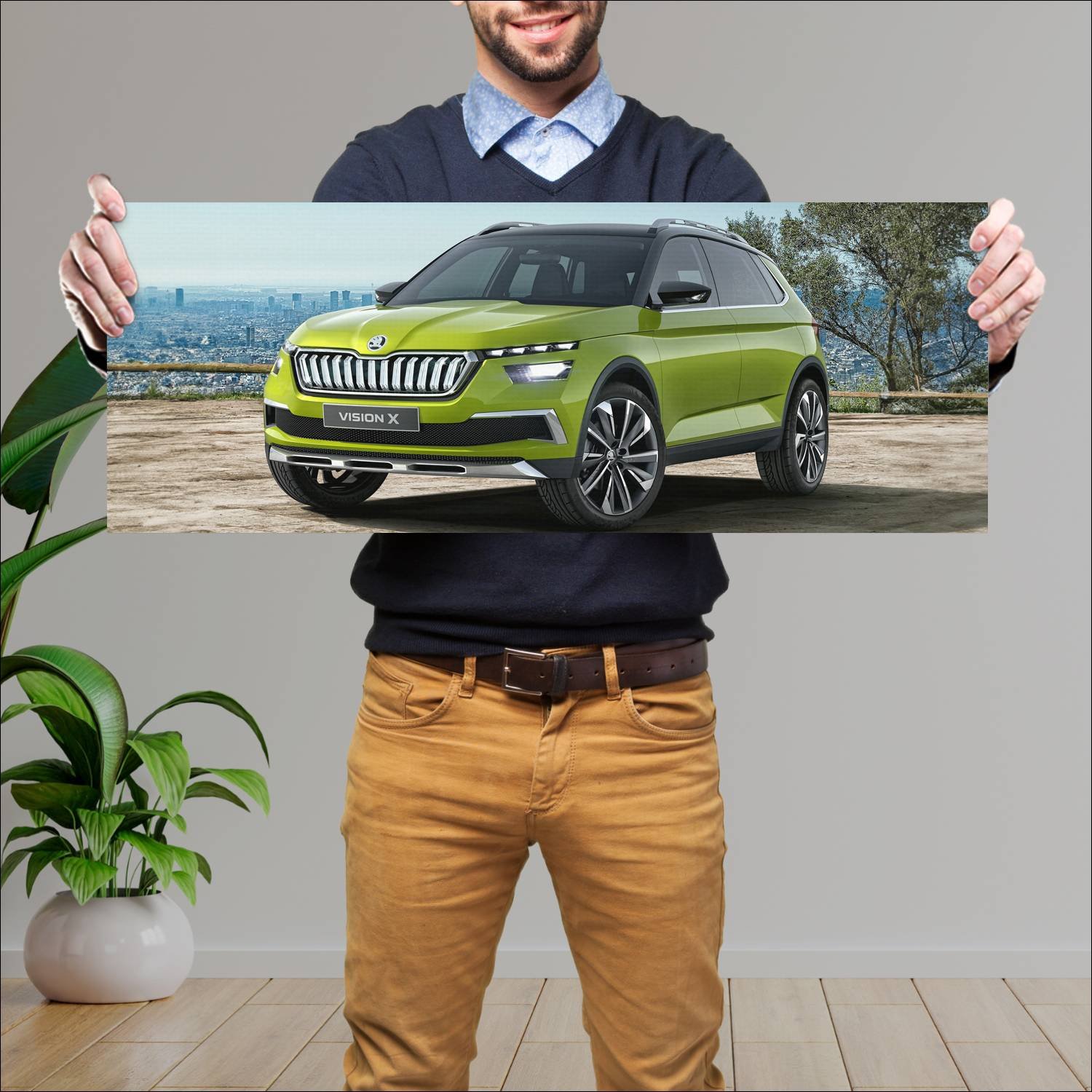 Cuadro grande 30x80cm 2018 skoda vision x auto 362 Skoda