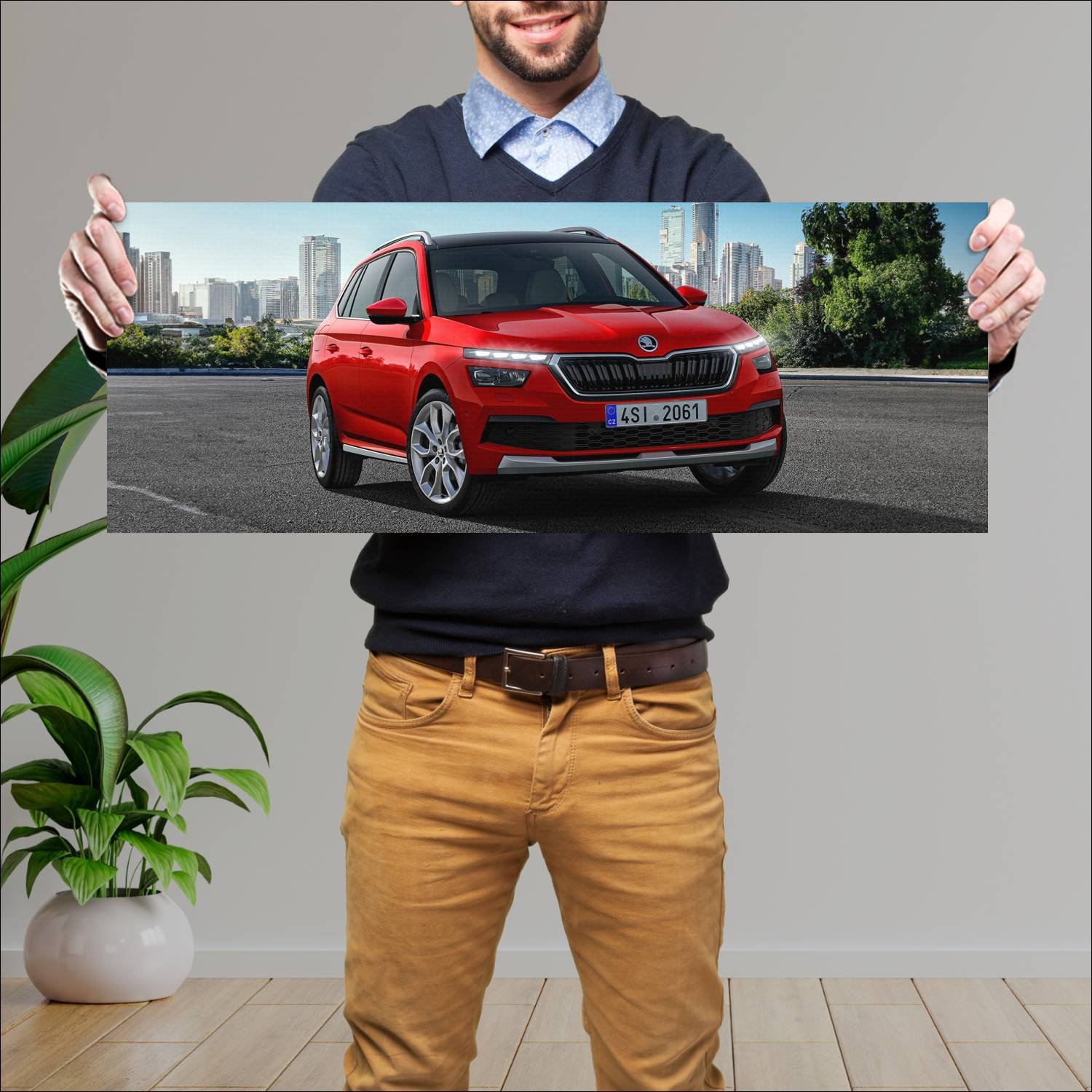 Cuadro grande 30x80cm 2019 skoda kamiq auto 364 Skoda