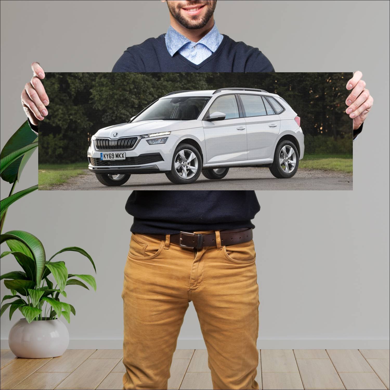 Cuadro grande 30x80cm 2019 skoda kamiq uk auto 371 Skoda