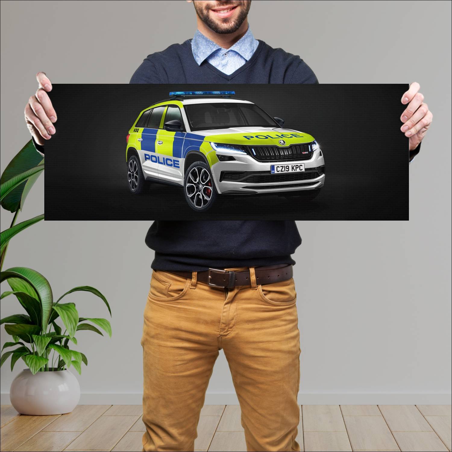 Cuadro grande 30x80cm 2019 skoda kodiaq vrs police 374 Skoda