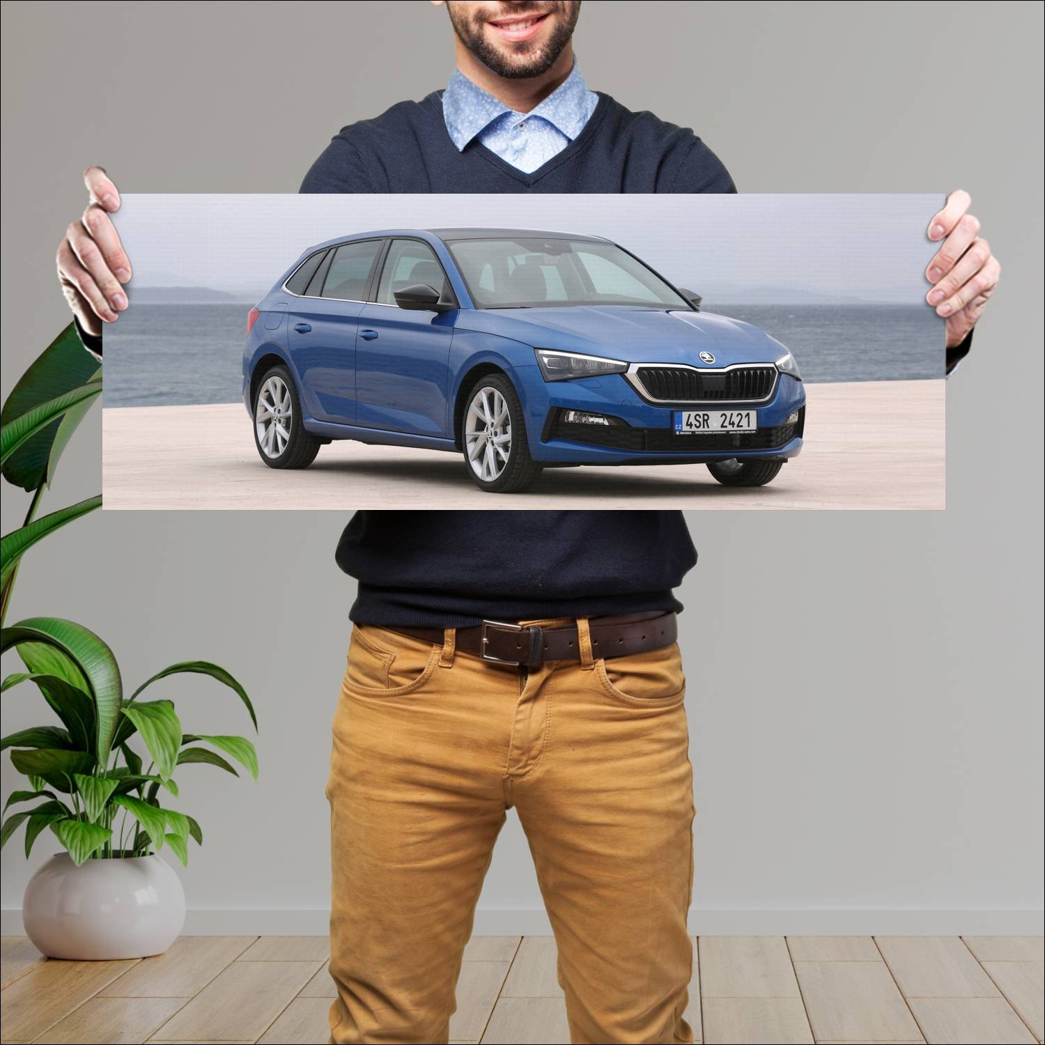 Cuadro grande 30x80cm 2019 skoda scala auto 381 Skoda