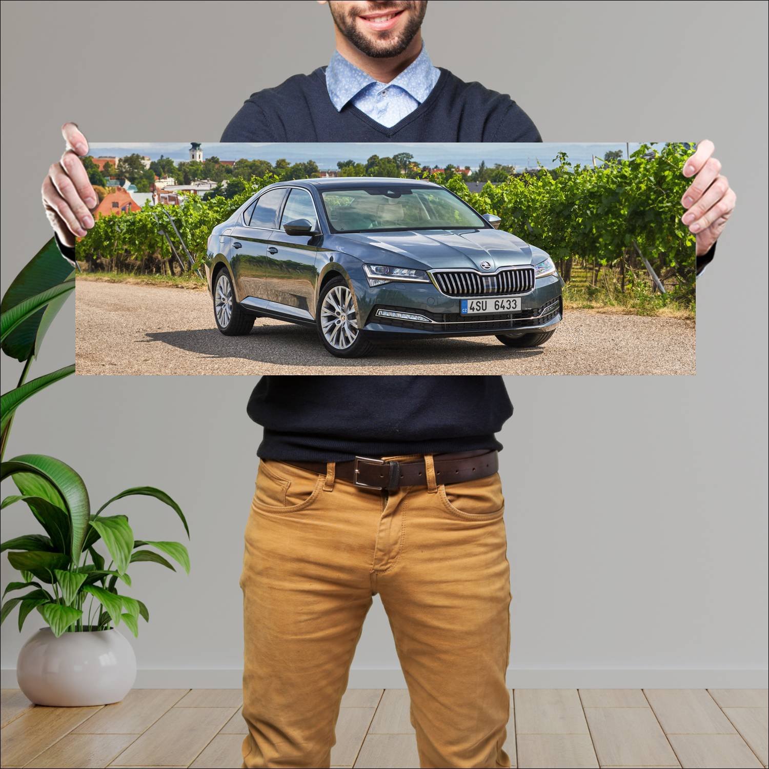 Cuadro grande 30x80cm 2019 skoda superb auto 384 Skoda