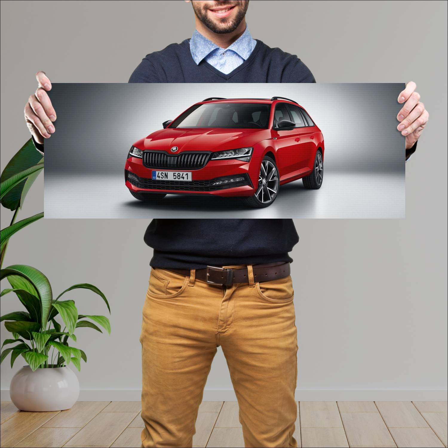 Cuadro grande 30x80cm 2019 skoda superb combi spor 387 Skoda