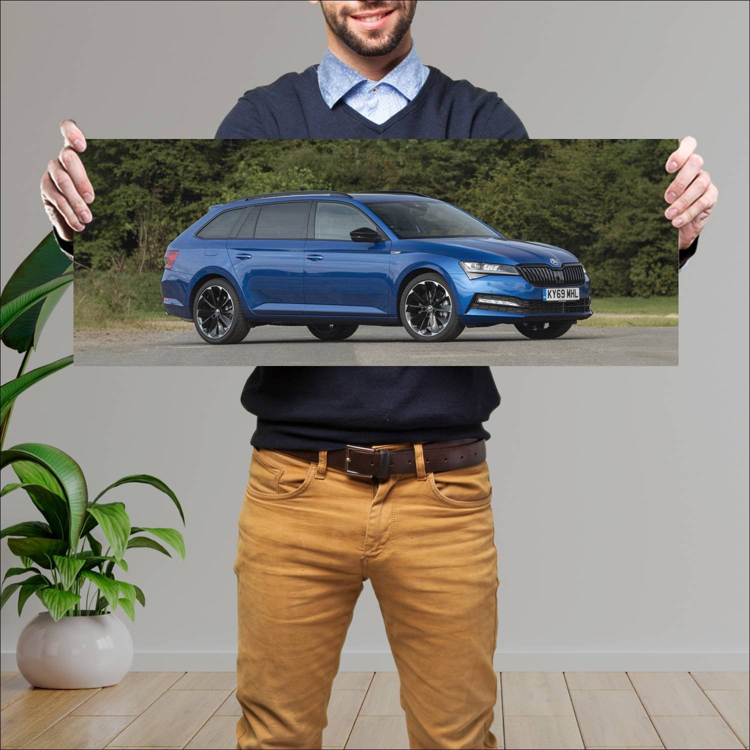 Cuadro grande 30x80cm 2019 skoda superb estate spo 388 Skoda