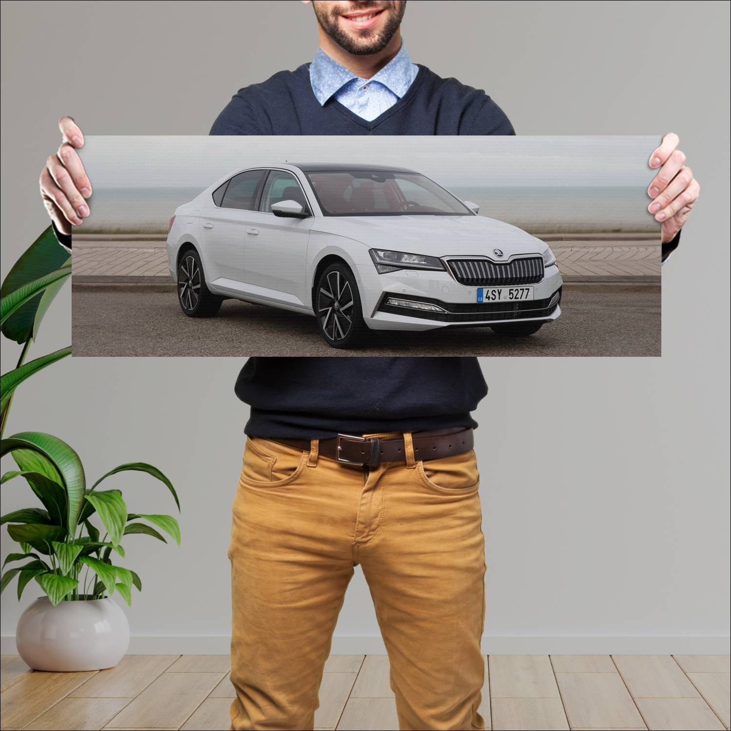 Cuadro grande 30x80cm 2019 skoda superb iv auto 389 Skoda