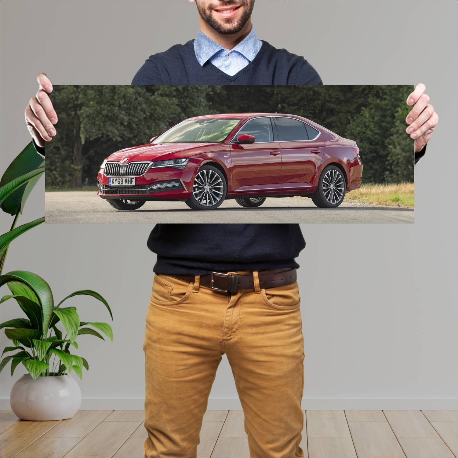 Cuadro grande 30x80cm 2019 skoda superb laurin and 392 Skoda