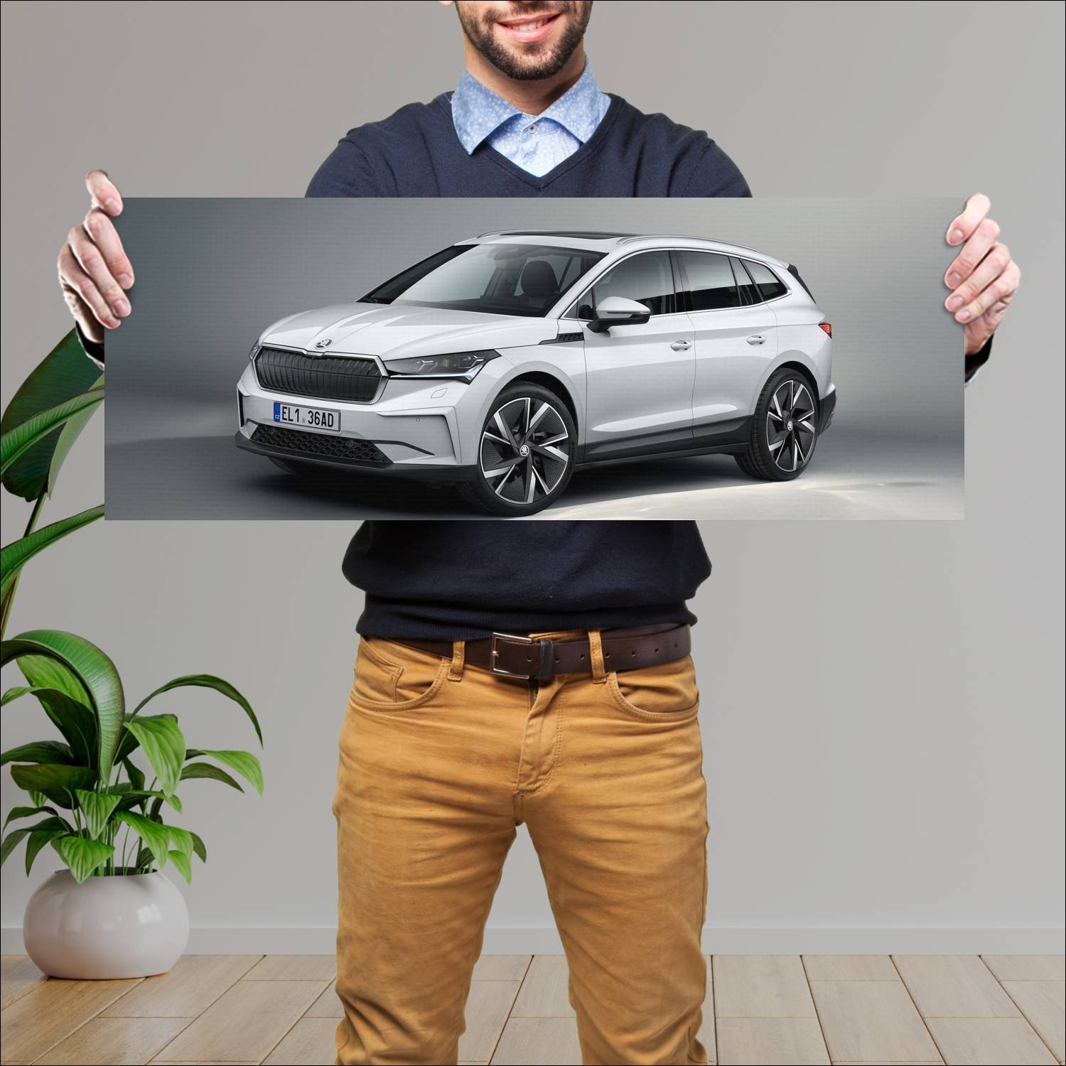 Cuadro grande 30x80cm 2020 skoda enyaq iv auto 396 Skoda
