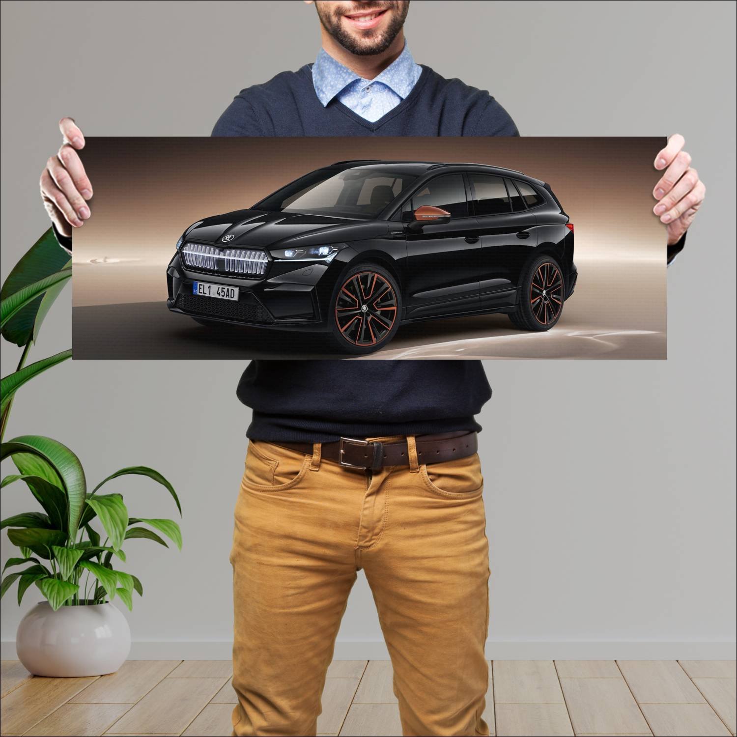 Cuadro grande 30x80cm 2020 skoda enyaq iv founders 397 Skoda