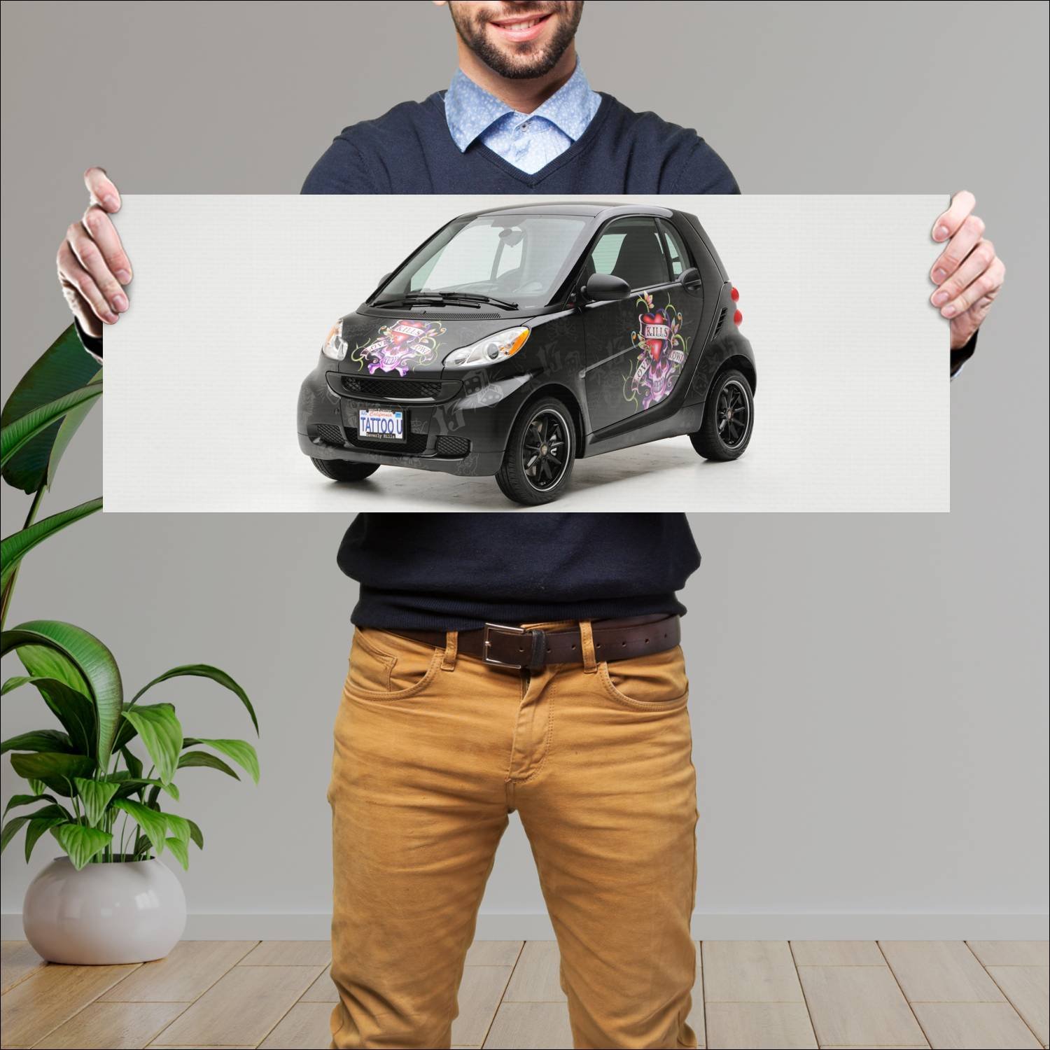 Cuadro grande 30x80cm 2008 smart fortwo by ed hard 44 Smart