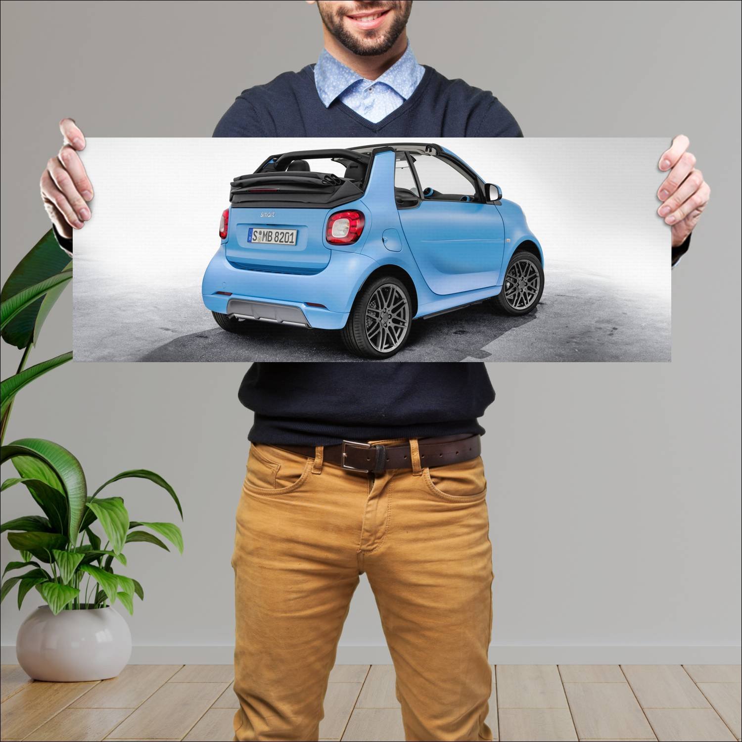 Cuadro grande 30x80cm 2016 smart fortwo cabrio bra 124 Smart