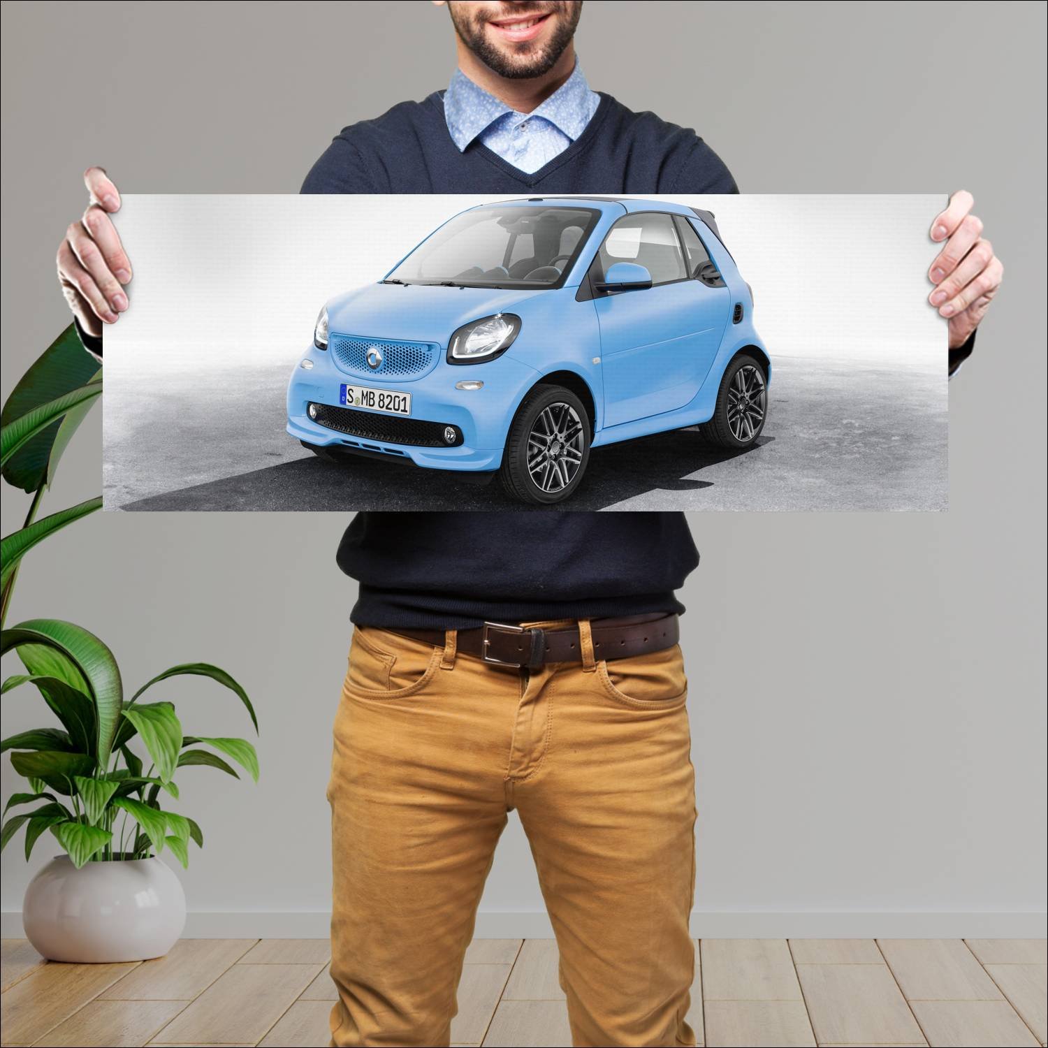 Cuadro grande 30x80cm 2016 smart fortwo cabrio bra 125 Smart