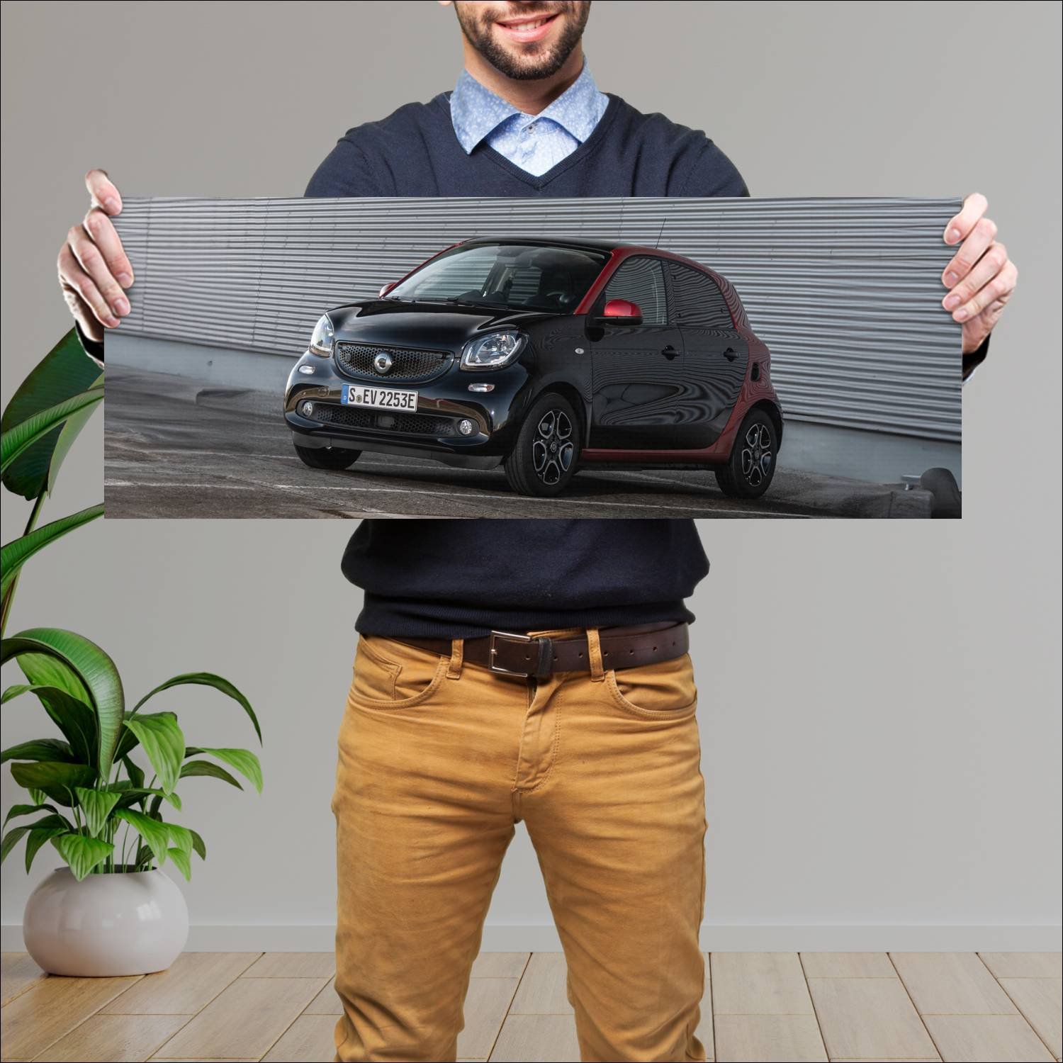 Cuadro grande 30x80cm 2018 smart eq forfour auto 158 Smart