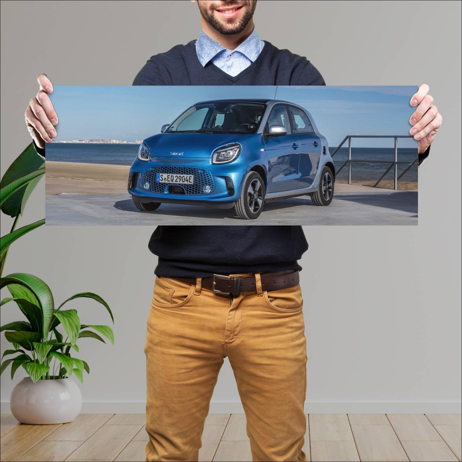 Cuadro grande 30x80cm 2020 smart eq forfour auto 172 Smart