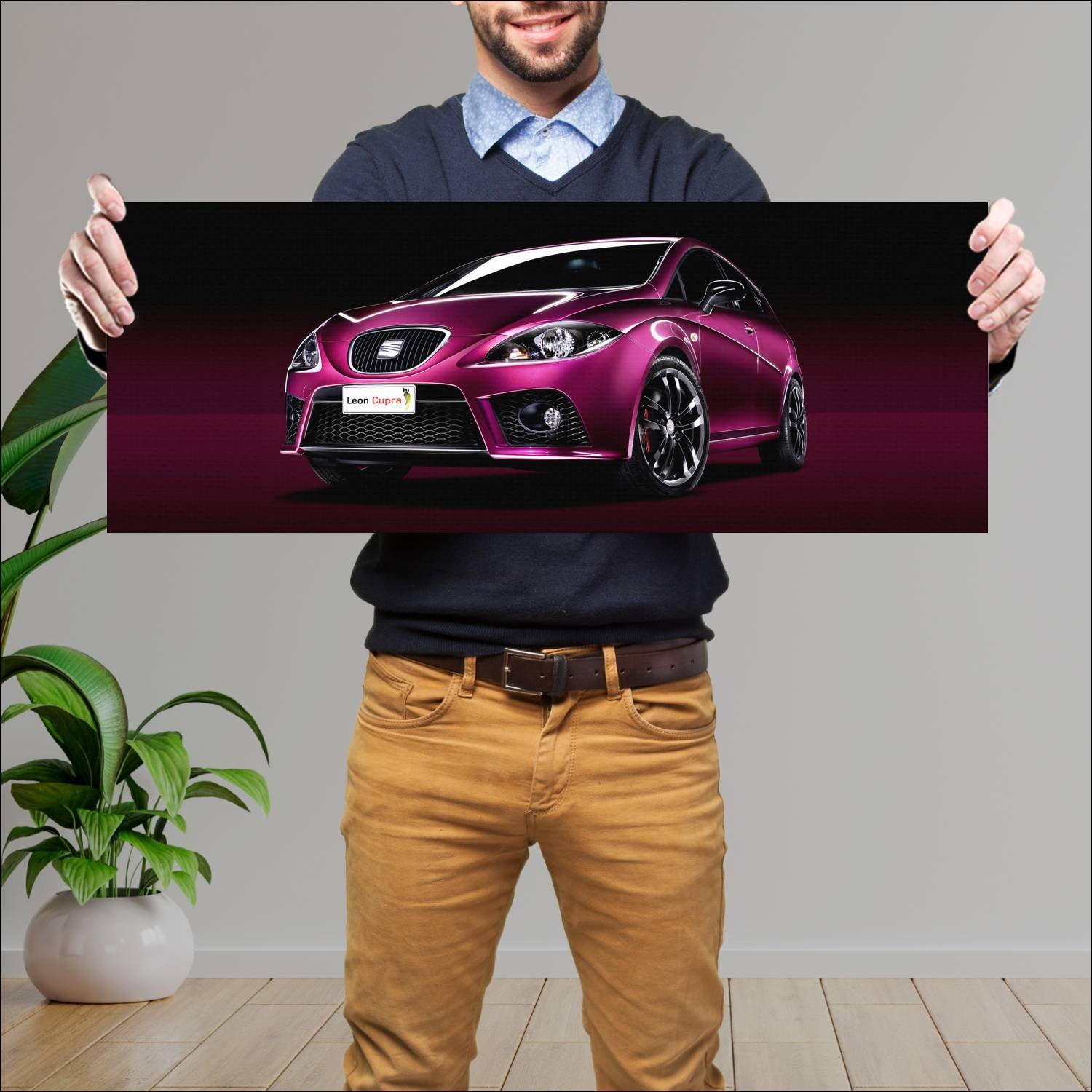 Cuadro grande 30x80cm 2007 seat leon cupra pies de 76 Seat