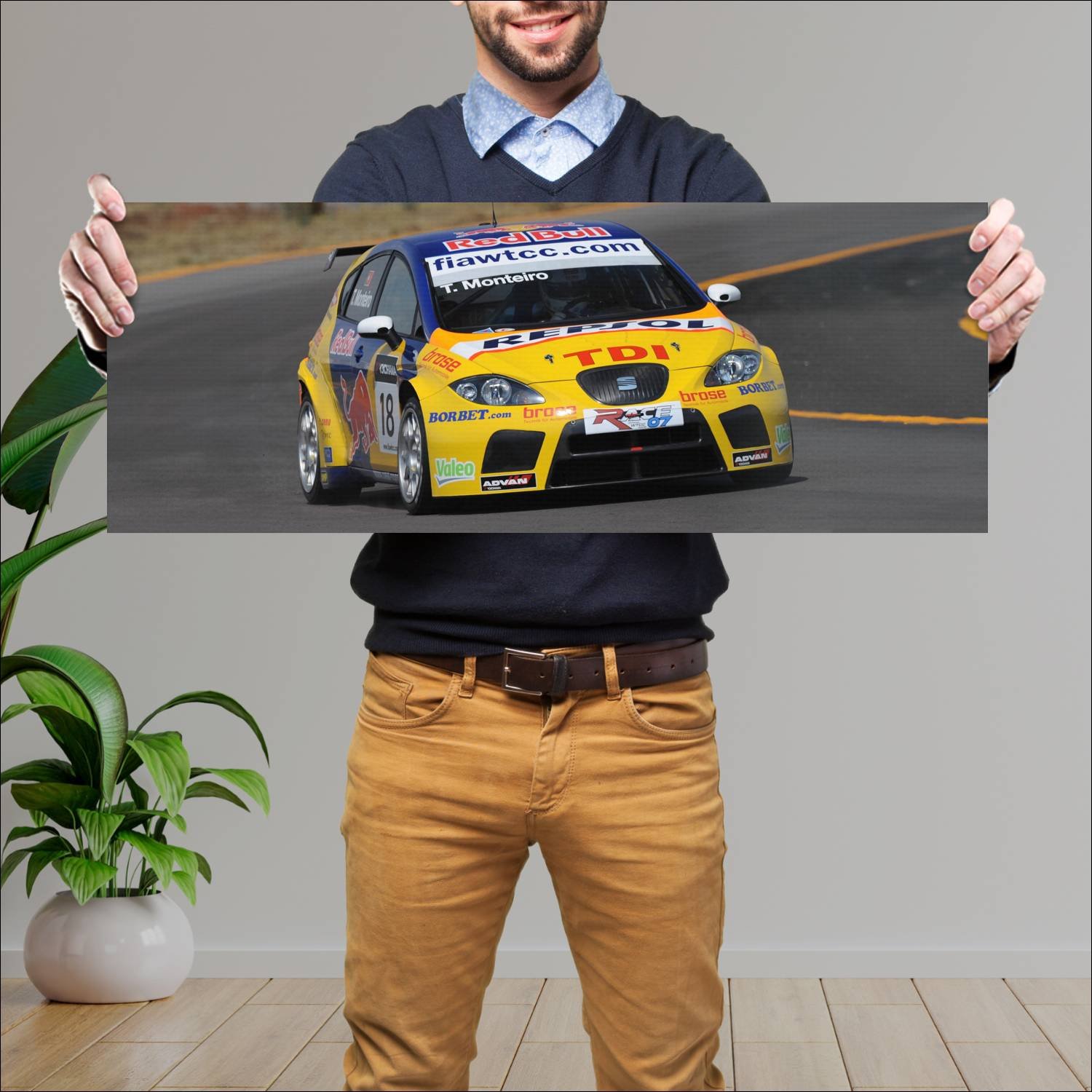 Cuadro grande 30x80cm 2007 seat leon wtcc auto 79 Seat