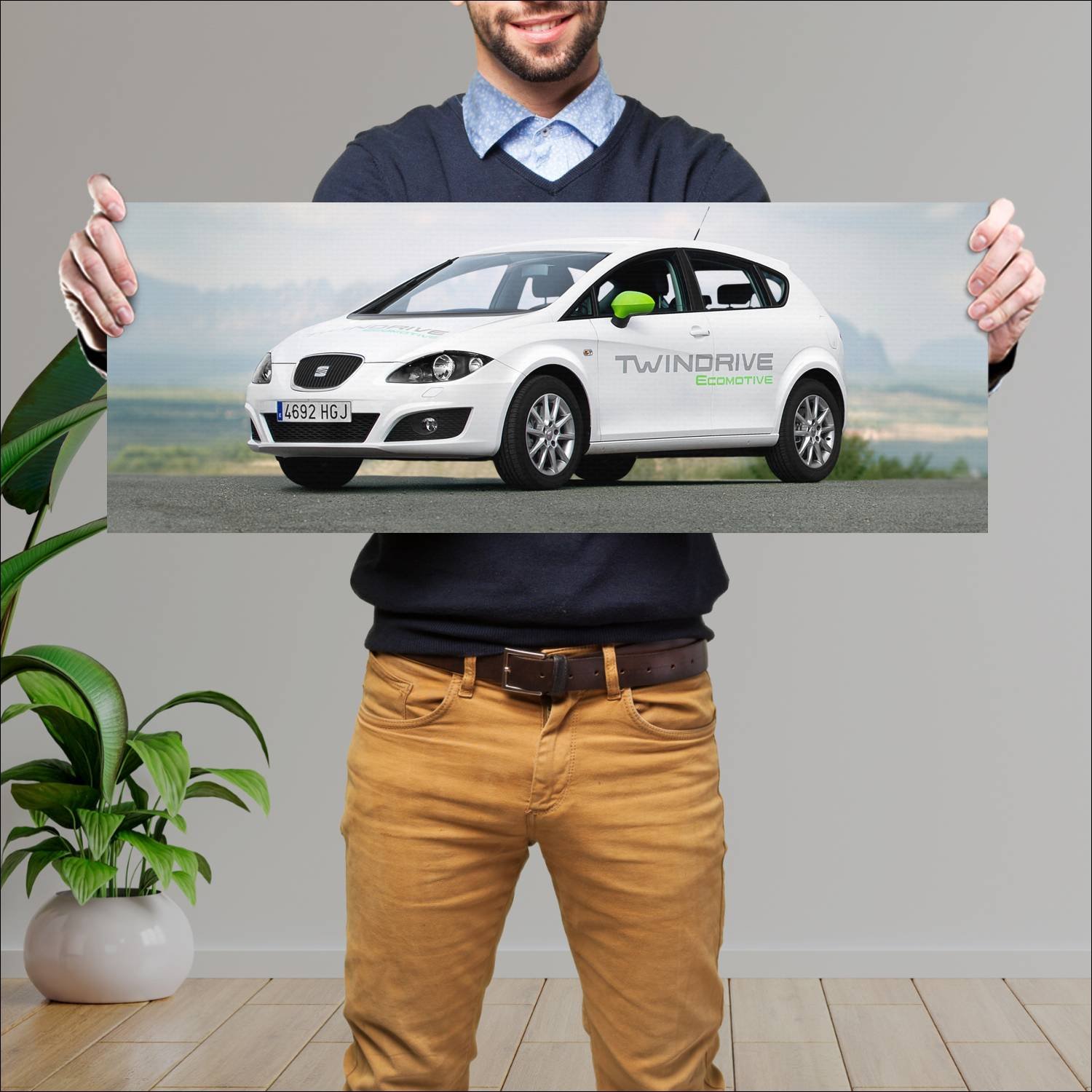 Cuadro grande 30x80cm 2011 seat leon twin drive ec 162 Seat